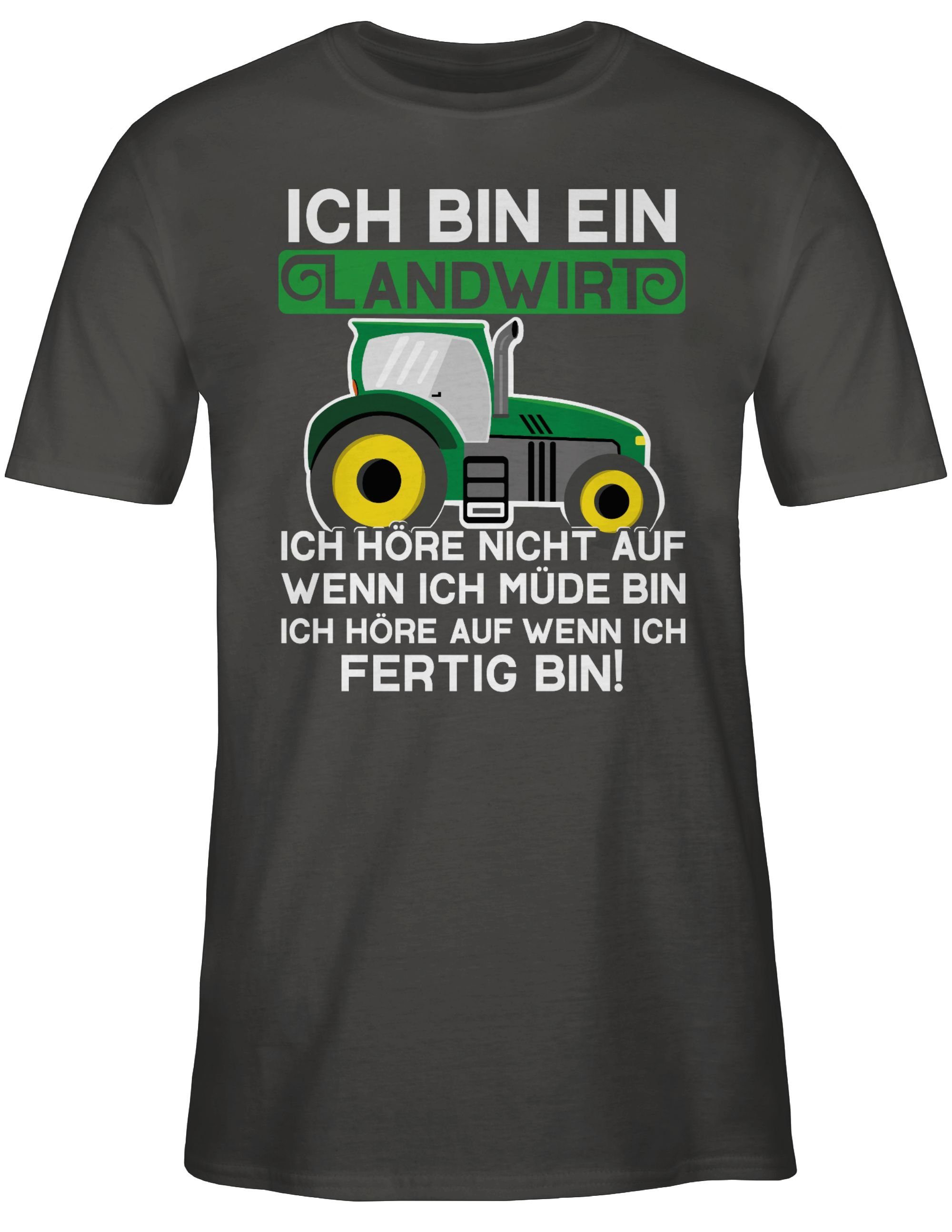 Shirtracer T-Shirt Ich 01 Geschenk Landwirt ein - Landwirt Bauer bin weiß/grün Traktor Dunkelgrau