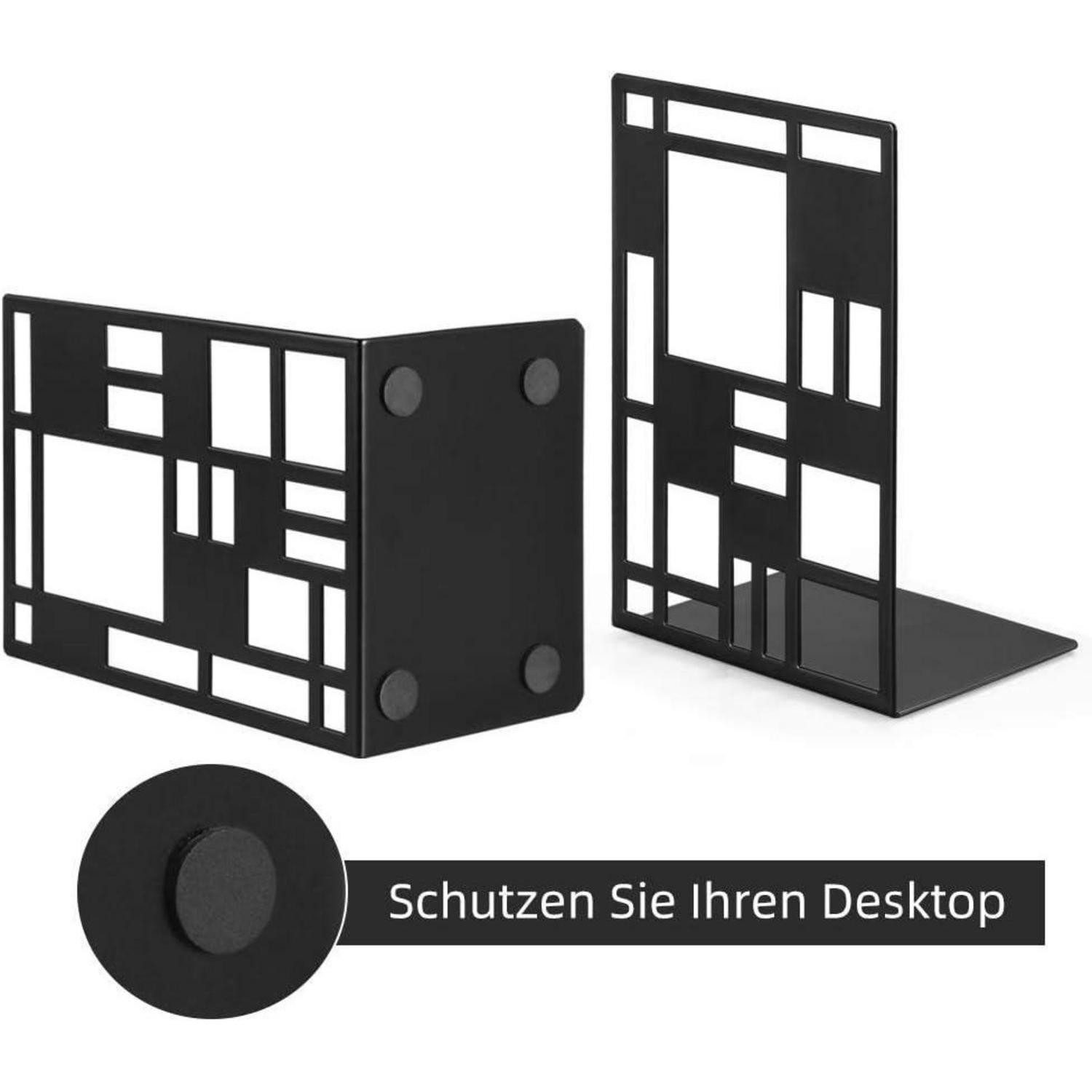 LuxusKollektion Buchstütze Buchstütze Metall schwarz 3 Paar, Buchständer Bookends Book Holder CD