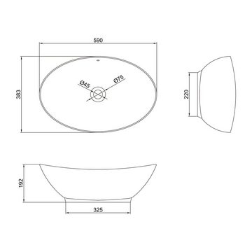 doporro Waschbecken doporro Aufsatzwaschbecken Brl818 Oval Keramik inkl. Nano-Versiegelung, Nano-Versiegelung