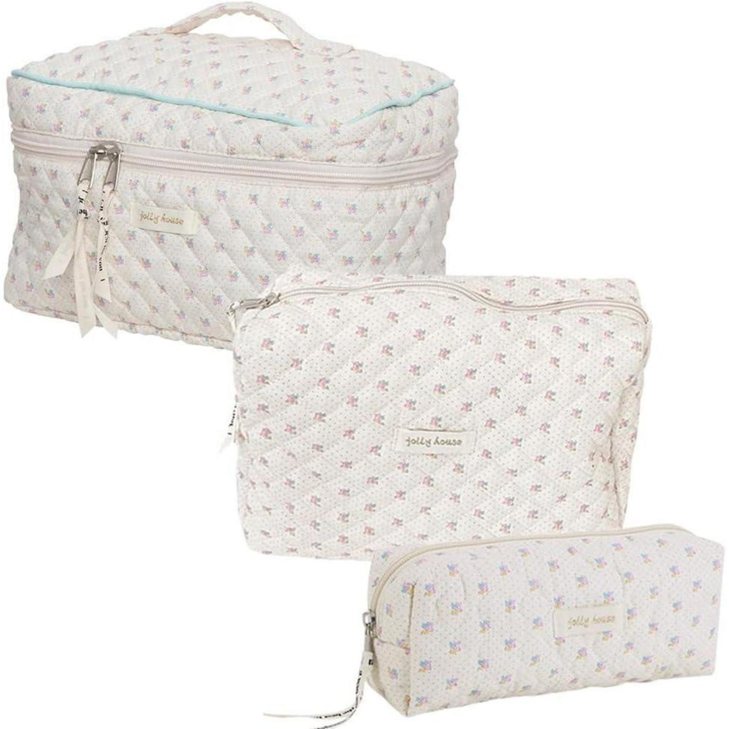 LuxusKollektion Kosmetiktasche 3-teiliges Reise Kosmetiktaschen Set Kawaii Blumenmuster Aesthetic