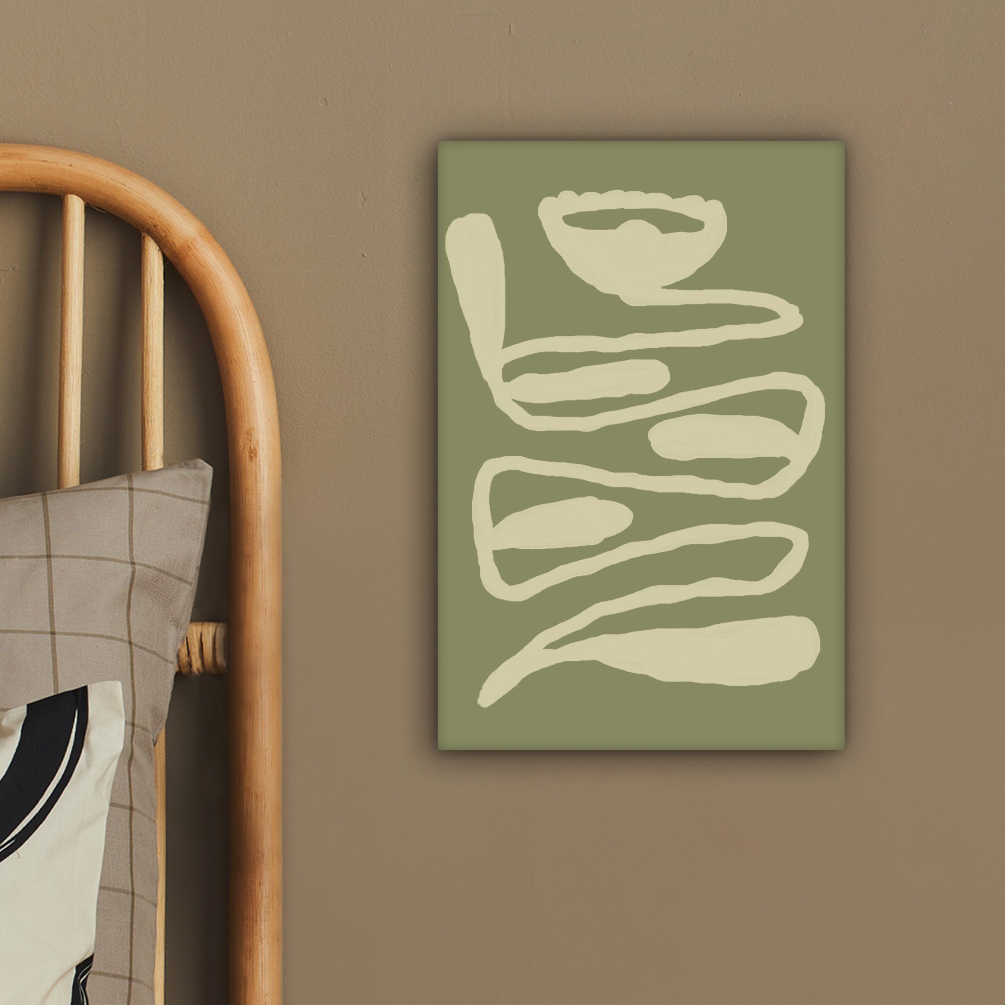 OneMillionCanvasses® Leinwandbild Grün - St), bespannt 20x30 Zackenaufhänger, inkl. Abstrakte (1 Kunst Modern, - Leinwandbild Gemälde, cm fertig