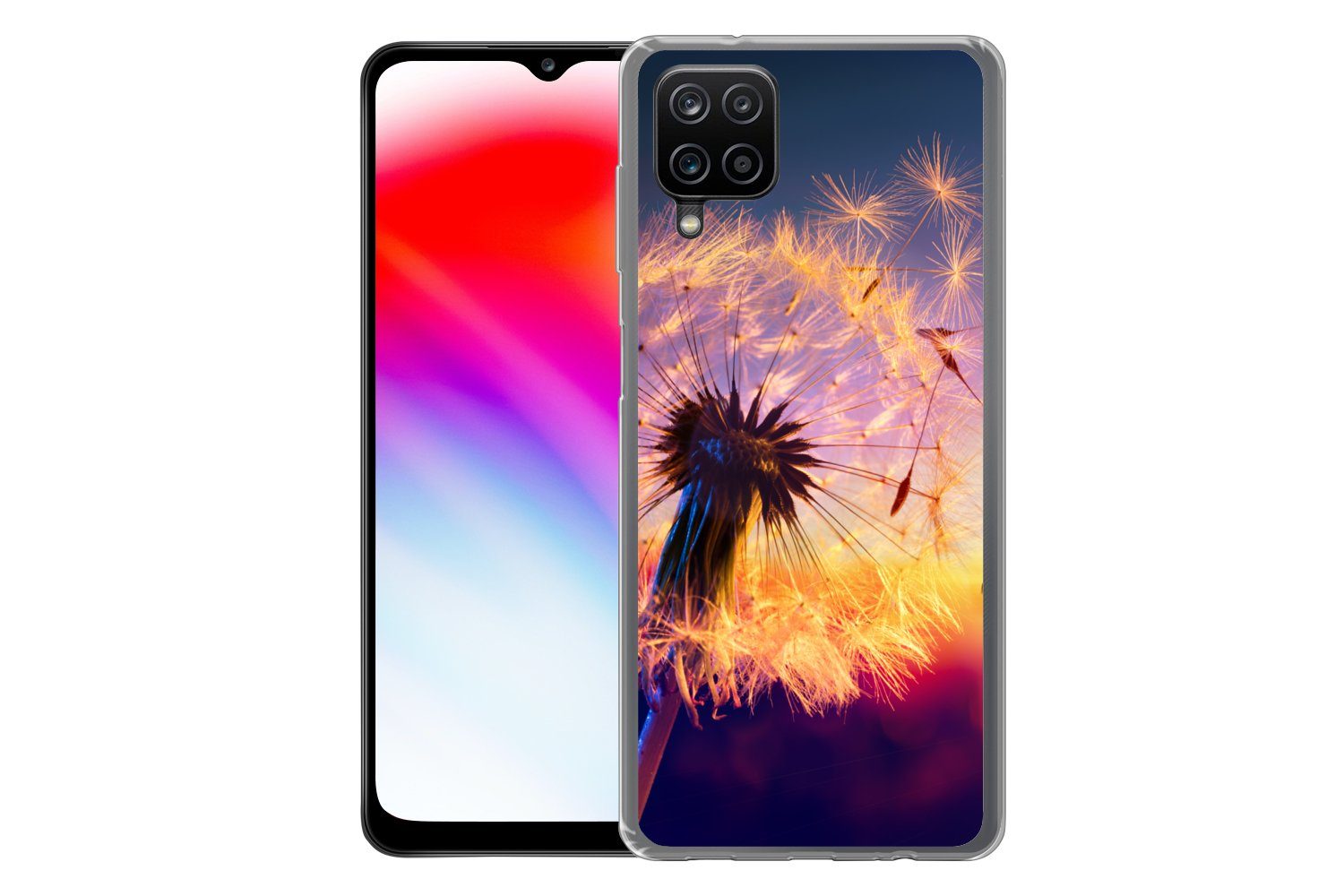 MuchoWow Handyhülle für Samsung Galaxy A12 Löwenzahn - Blumen - Sonnenuntergang - Horizont, Smartphone-Bumper, Print, Handy Schutzhülle Dünn