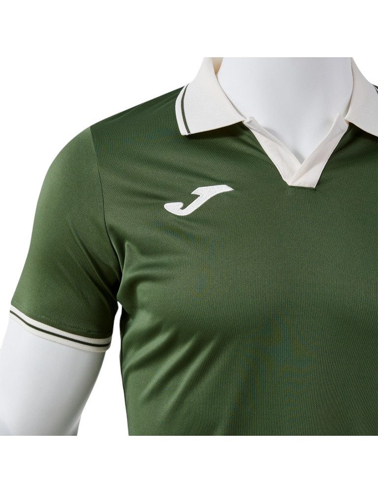Joma Poloshirt Galaxy (100% rec. Polyester, leicht, atmungsaktiv) dunkelgrün/beige