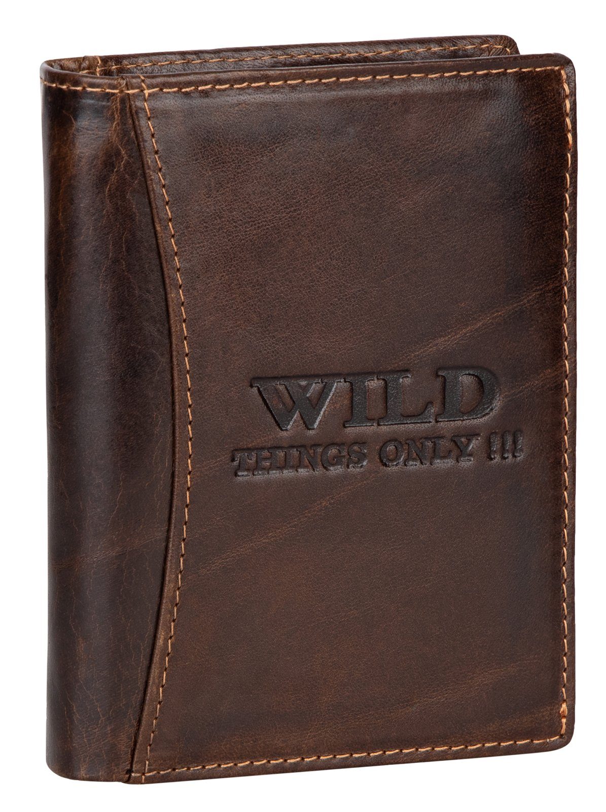 Wild Things Only !!! Geldbörse RFID echt Leder Portemonnaie Geldbörse Riegelbörsel Herren Braun, RFID Schutz