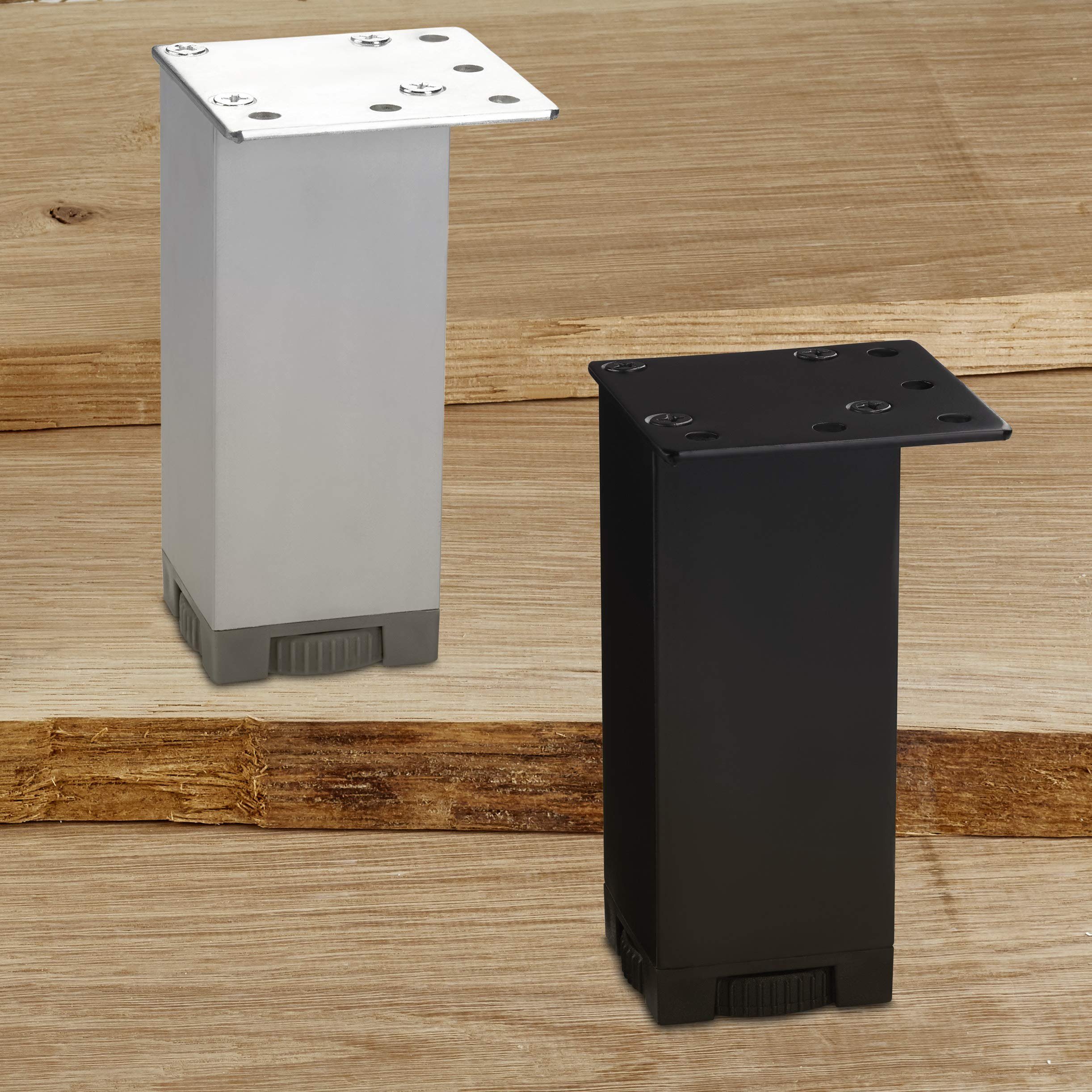 Silber ROMEO Möbelfuß Chrom 100 mm Aluminium Höhe: SO-TECH® matt schwarz oder Möbelfuß