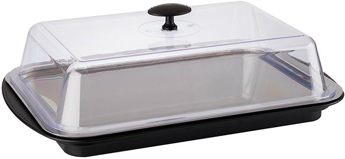 APS Buffet-Vitrine Thermo Tablett Set, Edelstahl, Kunststoff, (Set, 1-tlg), mit Haube, 43x29 cm, inkl. Kühlakkus