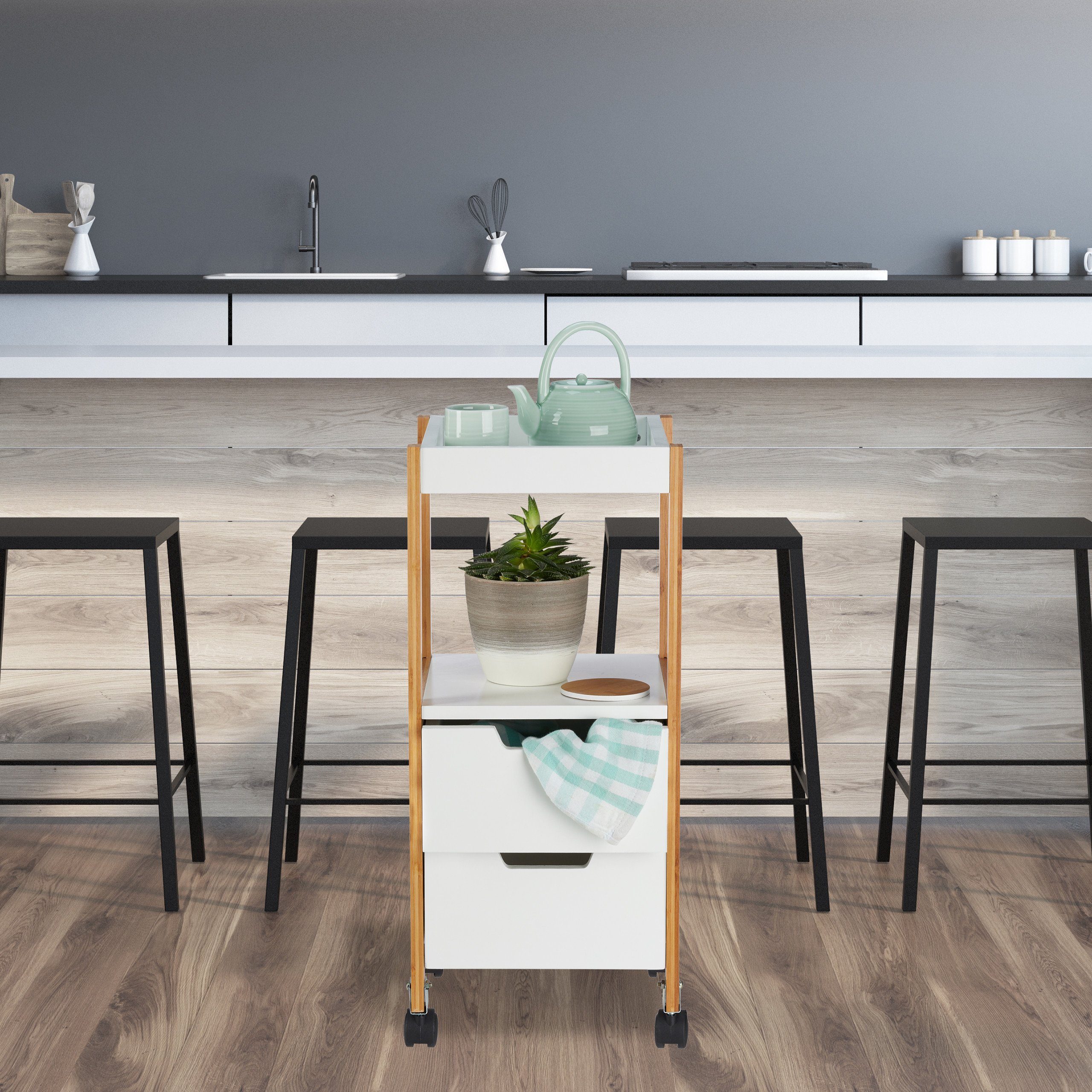 relaxdays Küchenwagen Rollwagen mit Schubladen günstig online kaufen