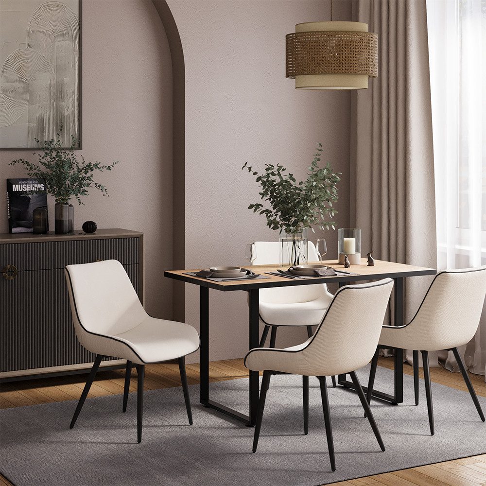 Vicco Esstisch Livorno, Schwarz/Goldkraft Eiche, 140 x 70 cm (1-St)