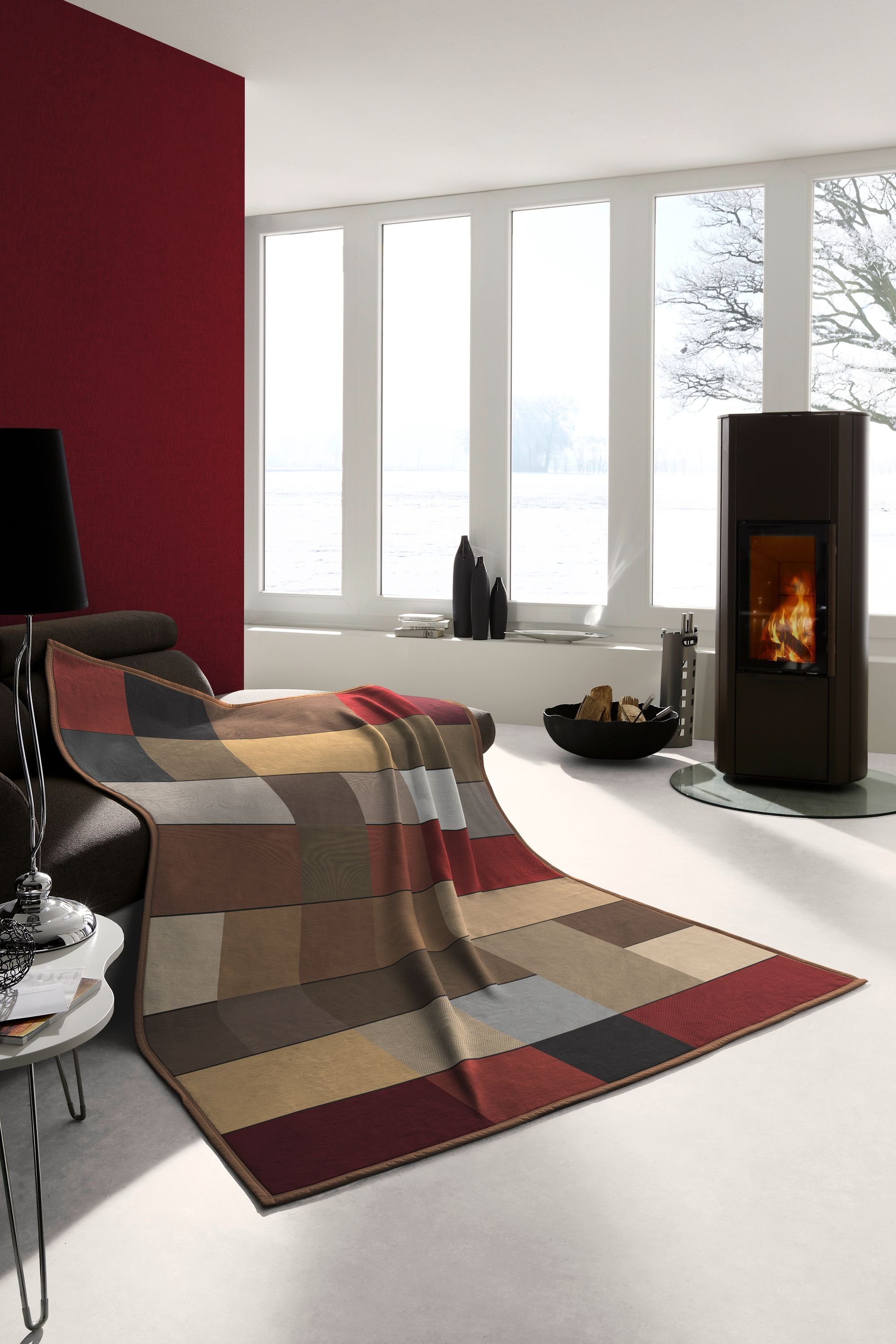 Wohndecke Cotton Home, Biederlack, Karo-Motiv, Blocking günstig online kaufen