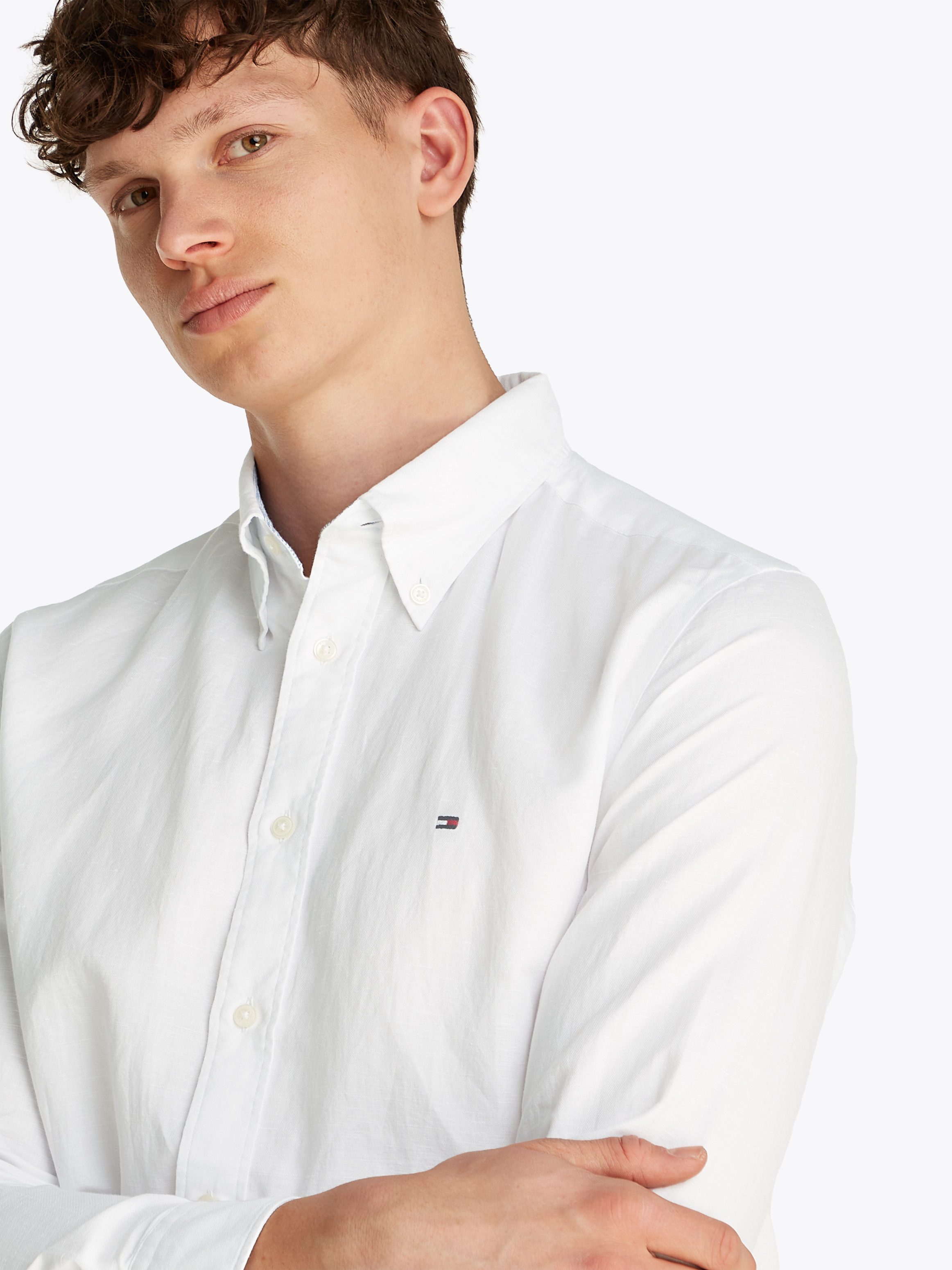 Tommy Hilfiger Langarmhemd LINEN BLEND SOLID günstig online kaufen