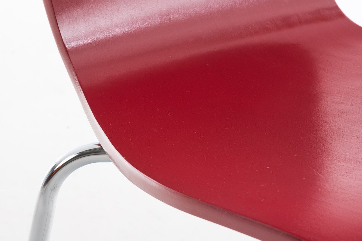 rot Gestell: Sitzfläche Besucherstuhl Sitzfläche: - - - ergonomisch Metall TPFLiving Messestuhl, 4 Holz Warteraumstuhl Jaron mit (Besprechungsstuhl chrom - Konferenzstuhl geformter St),