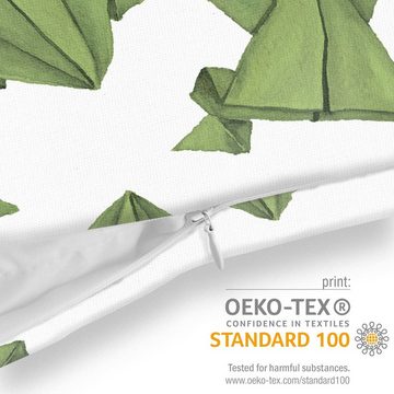 Kissenbezug, VOID (1 Stück), Sofa-Kissen Origami Frösche Hobby Deko Dekoration Muster grün Japan Falten Papier japanisch Asien Handwerk Basteln Kunst Kunsthandwerk