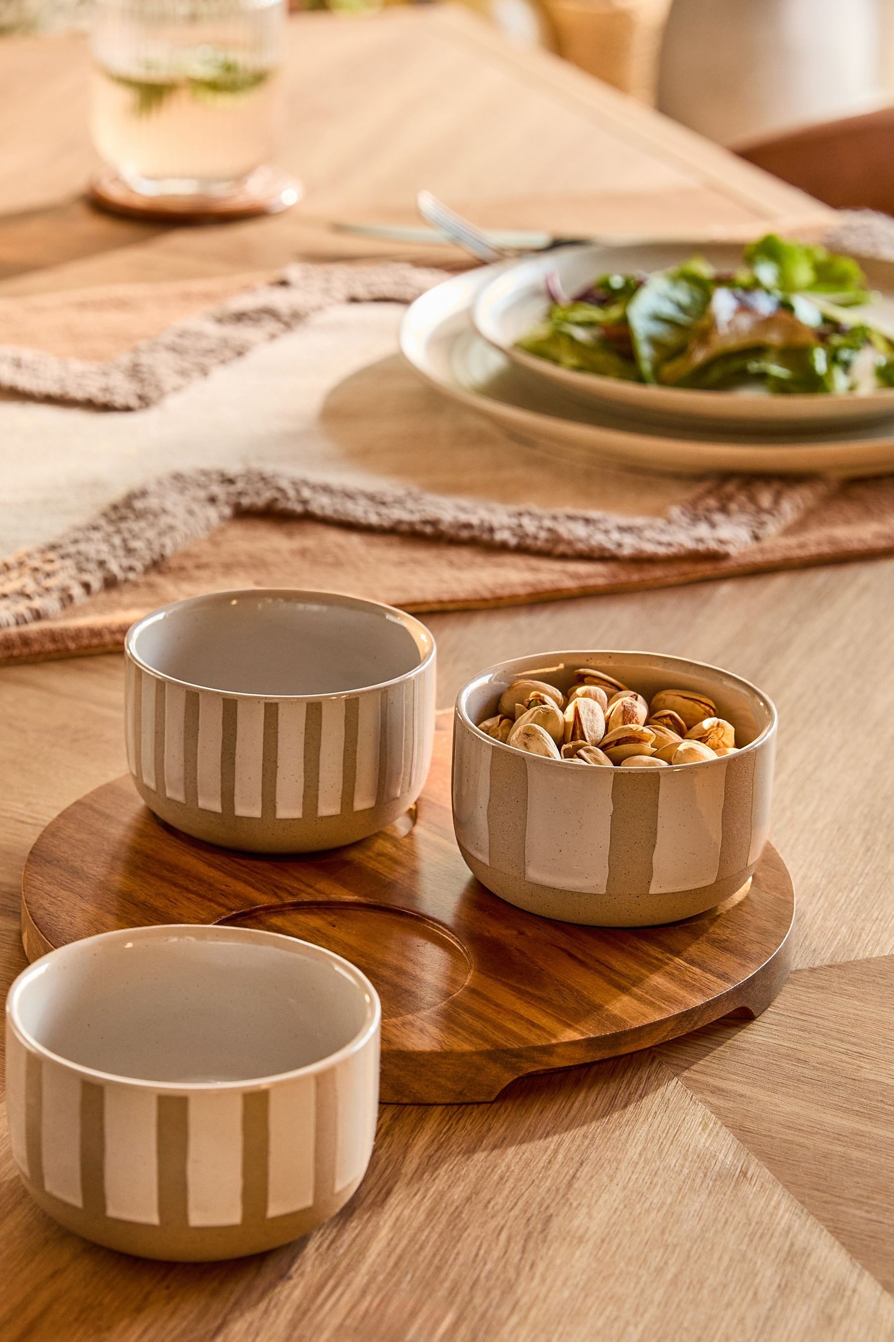 Next Dipschale 3-teiliges Dip-Keramikset und Tablett, gestreift, Steingut, (1-tlg)