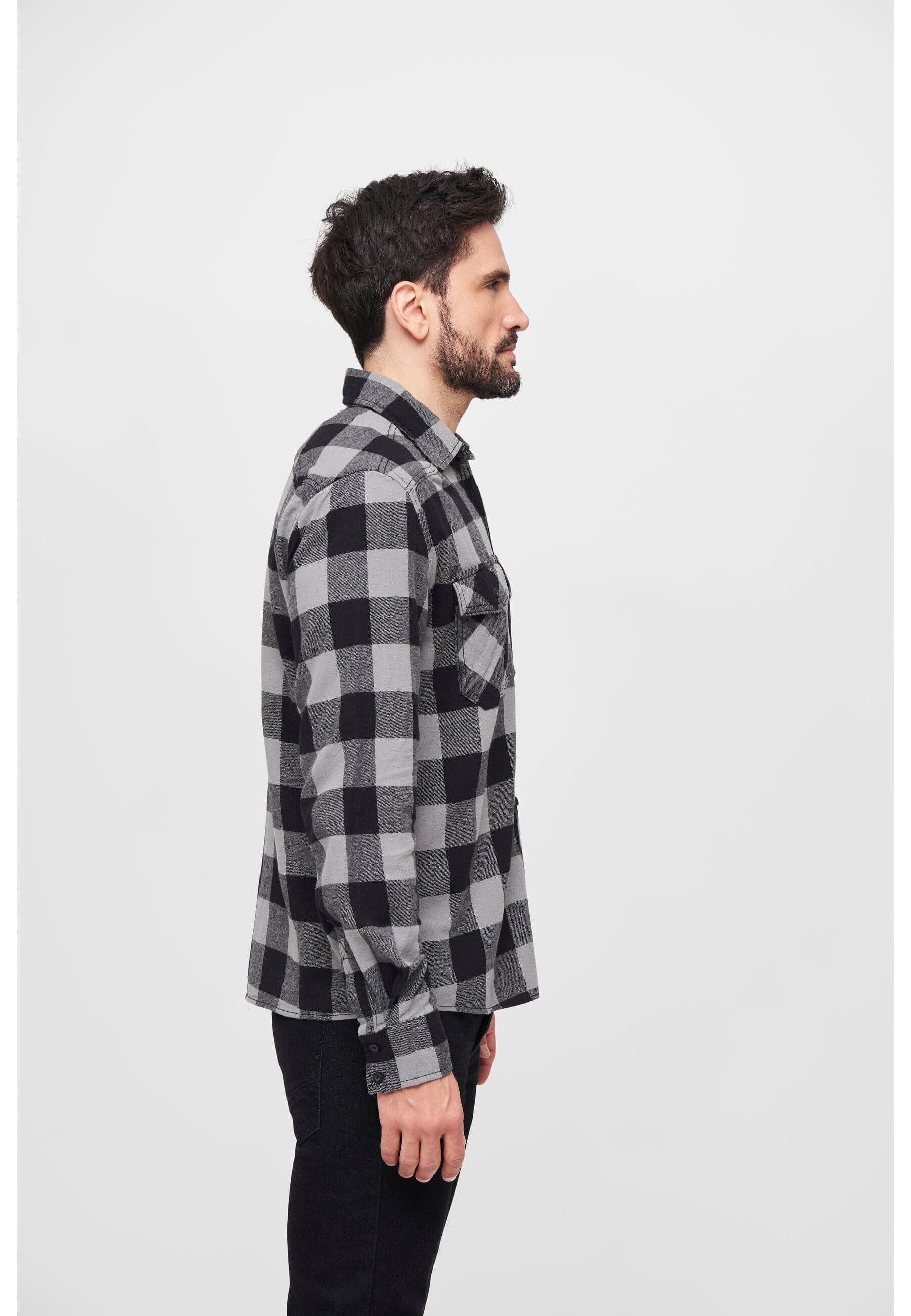 (1-tlg) Checked Langarmhemd black-charcoal Shirt Herren Brandit