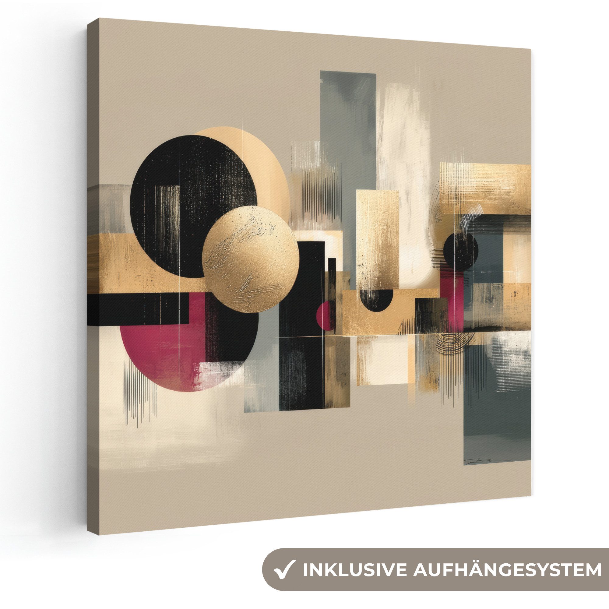 OneMillionCanvasses® Leinwandbild Abstrakt - Formen - Beige - Texturen, Fotodruck (1 St), Wandbild, Deko Schlafzimmer Wohnzimmer Flur 20x20 cm