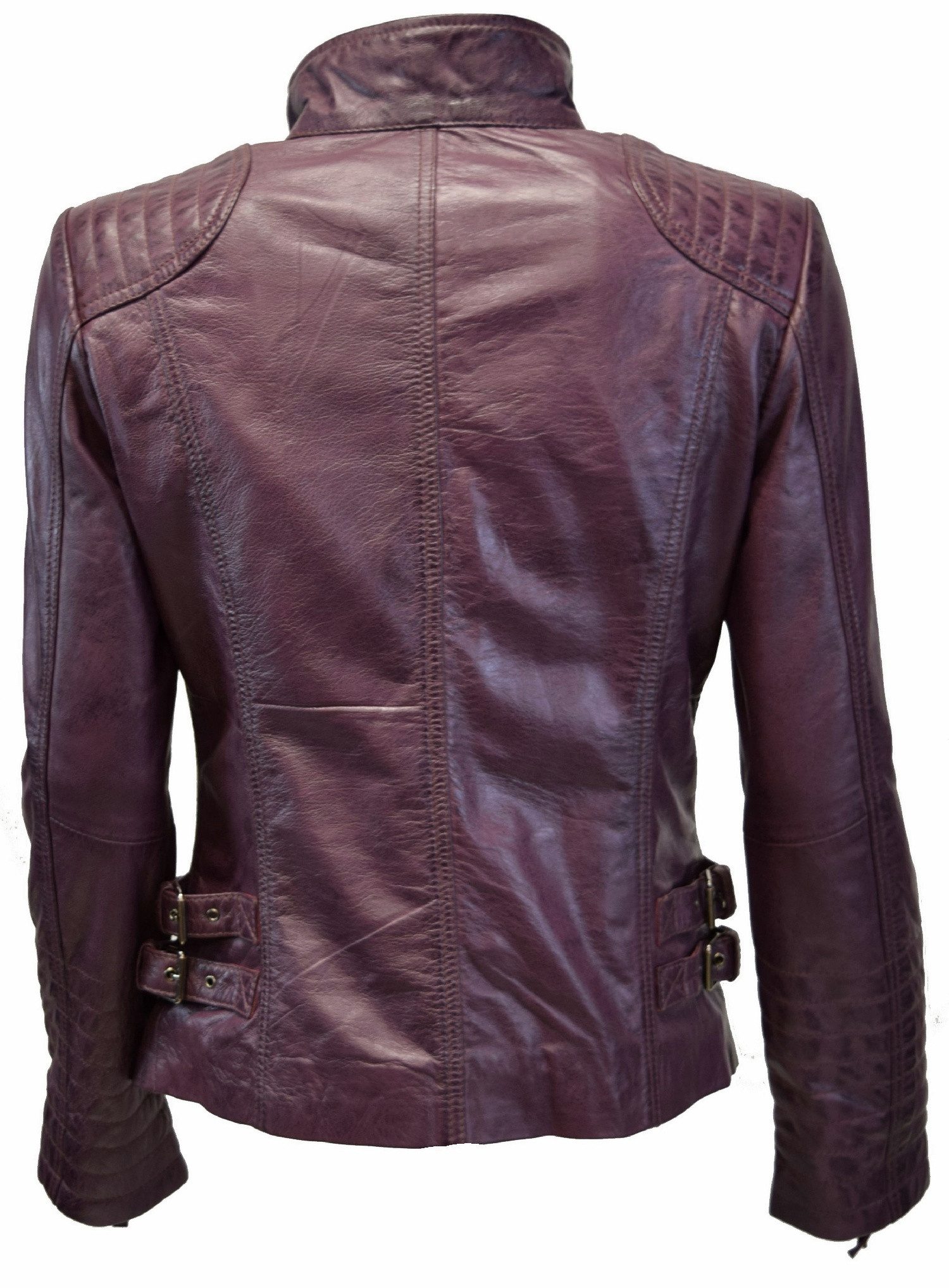 Zimmert Leather Lederjacke Amy (1-St) weiches Lammnappa Leder, Rot, Braun, Cognac, Schwarz