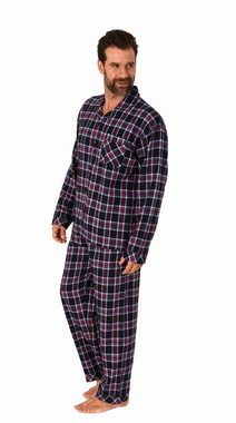 Trend by Normann Pyjama Herren Flanell Schlafanzug langarm Pyjama zum durchknöpfen