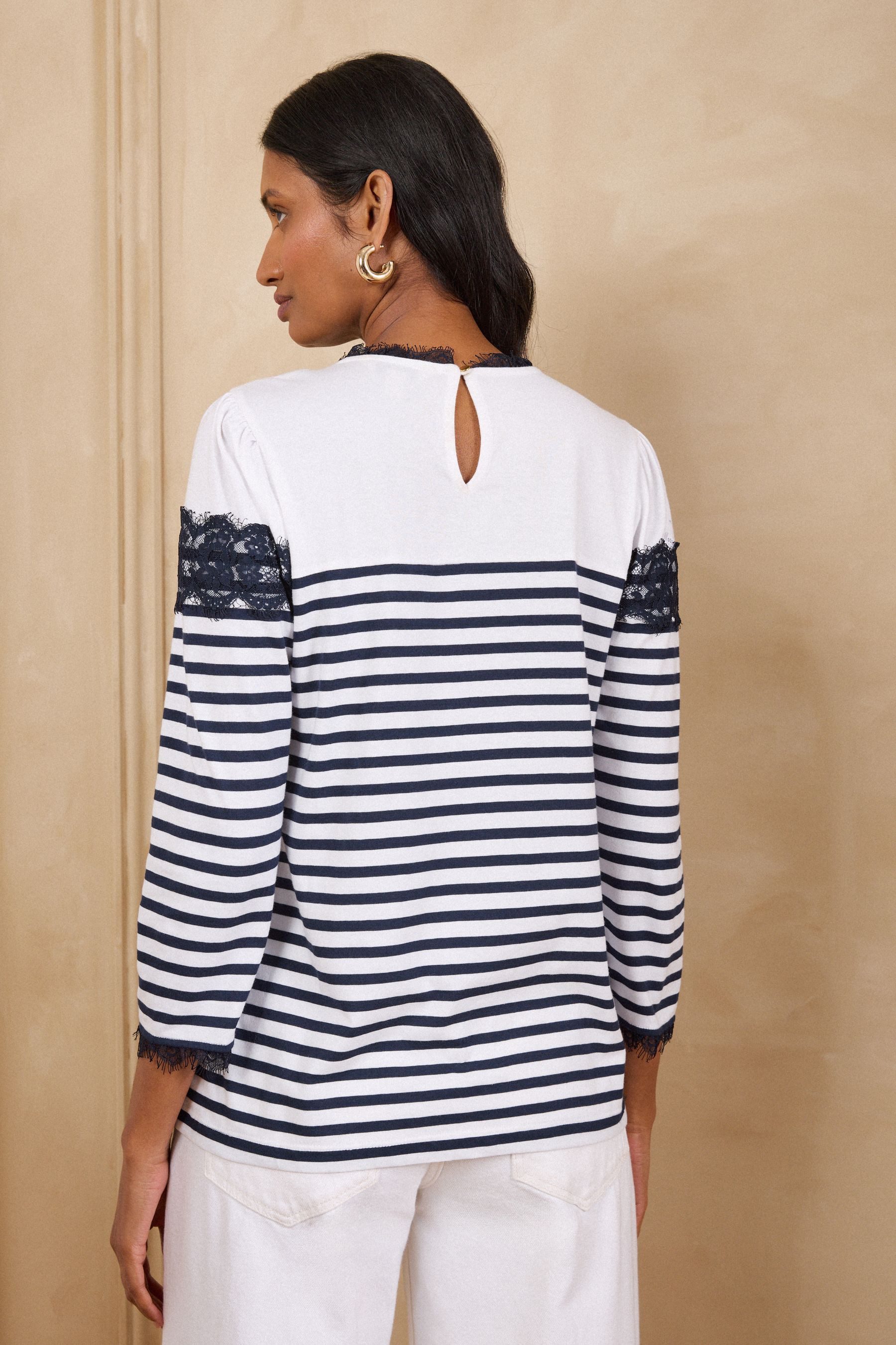 Love & Roses Shirtbluse Love & Roses Oberteil mit 3/4-Ärmeln & Streifen (1-tlg) – Bild 2 von 5