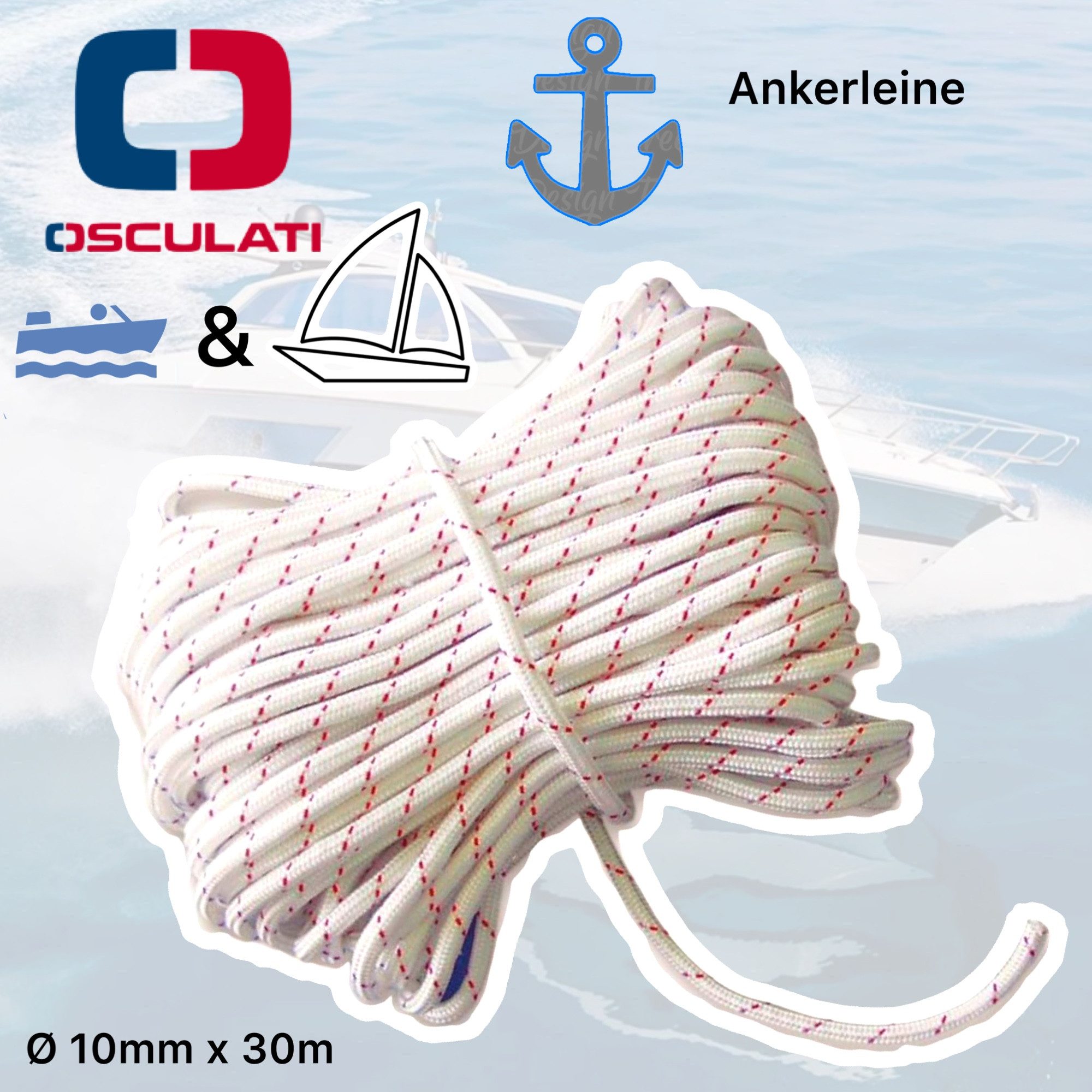 Osculati Motorboot Osculati Marine Boot Schot Festmacher Tau Ankerleine Seil 30m