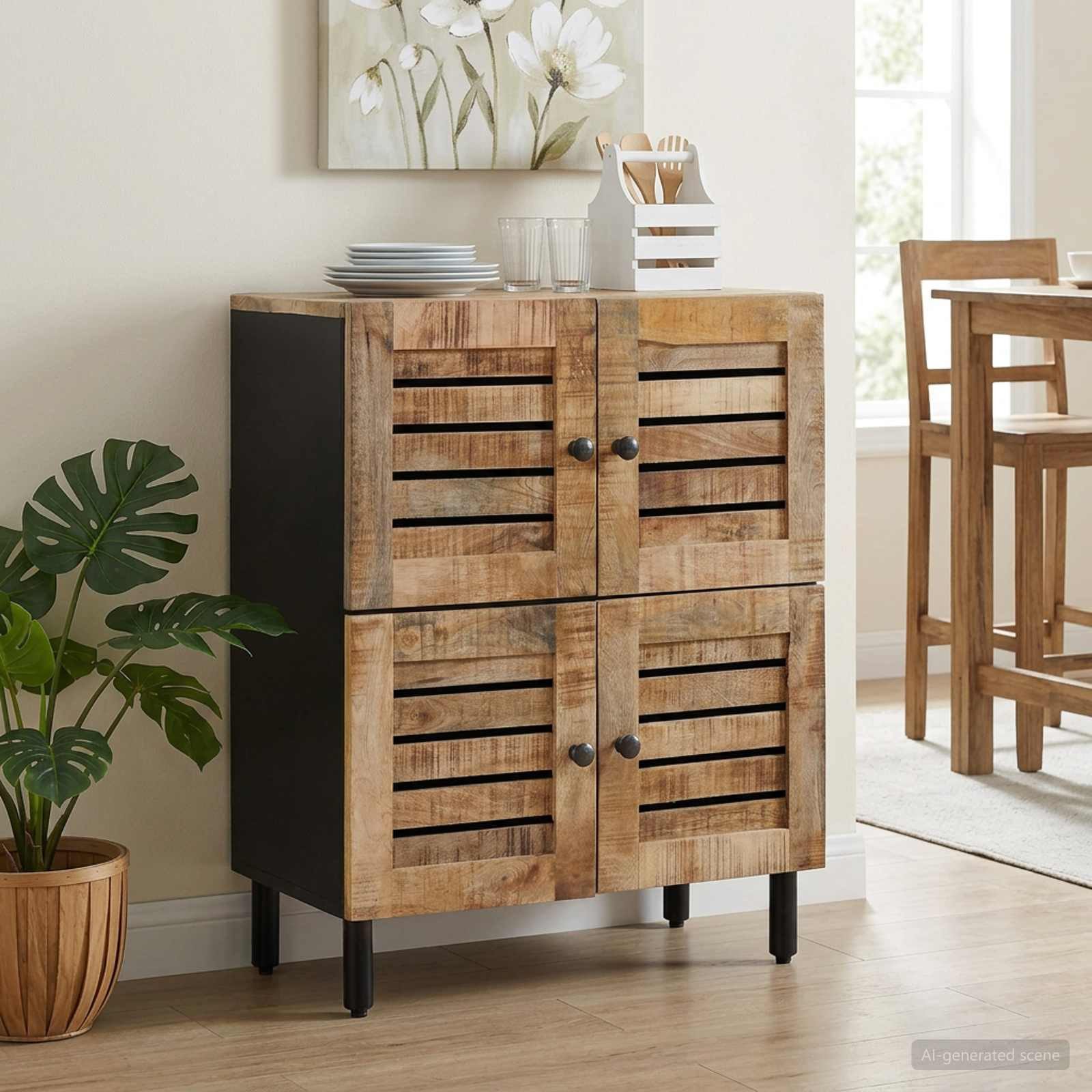 vidaXL Schranksystem Stauraumschränke Natur 60 x 33 x 75 cm Massivholz (1-St)