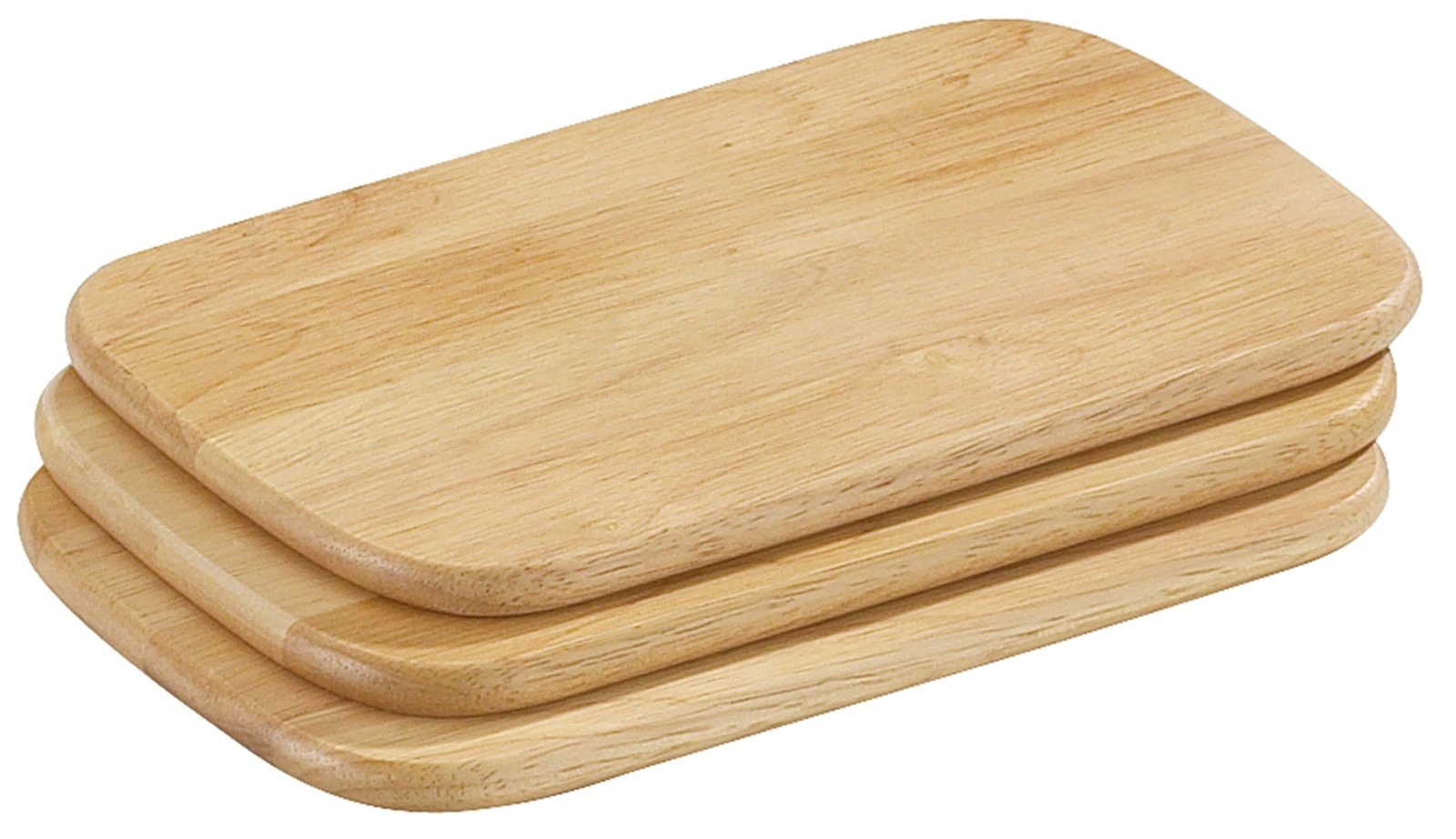ZASSENHAUS Schneidebrett Frühstücksbretter hell 22 x 15 cm 3er Set, Gummibaumholz, (Schneidebretter)
