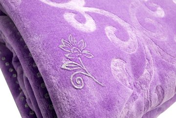 Tagesdecke Tagesdecke Bettüberwurf Decke mit Ornamenten in lila silber, Teppich-Traum