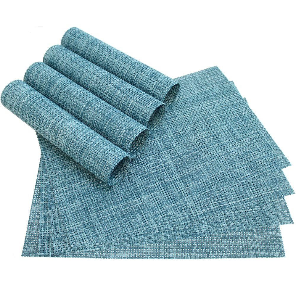 matches21 HOME & HOBBY Platzset Tischset ELEGANCE blau Set 8er Tischunterlage als Tischdeko, (8-St), modernes Esstisch Platzdeckchen als abwaschbarer Tischuntersetzer