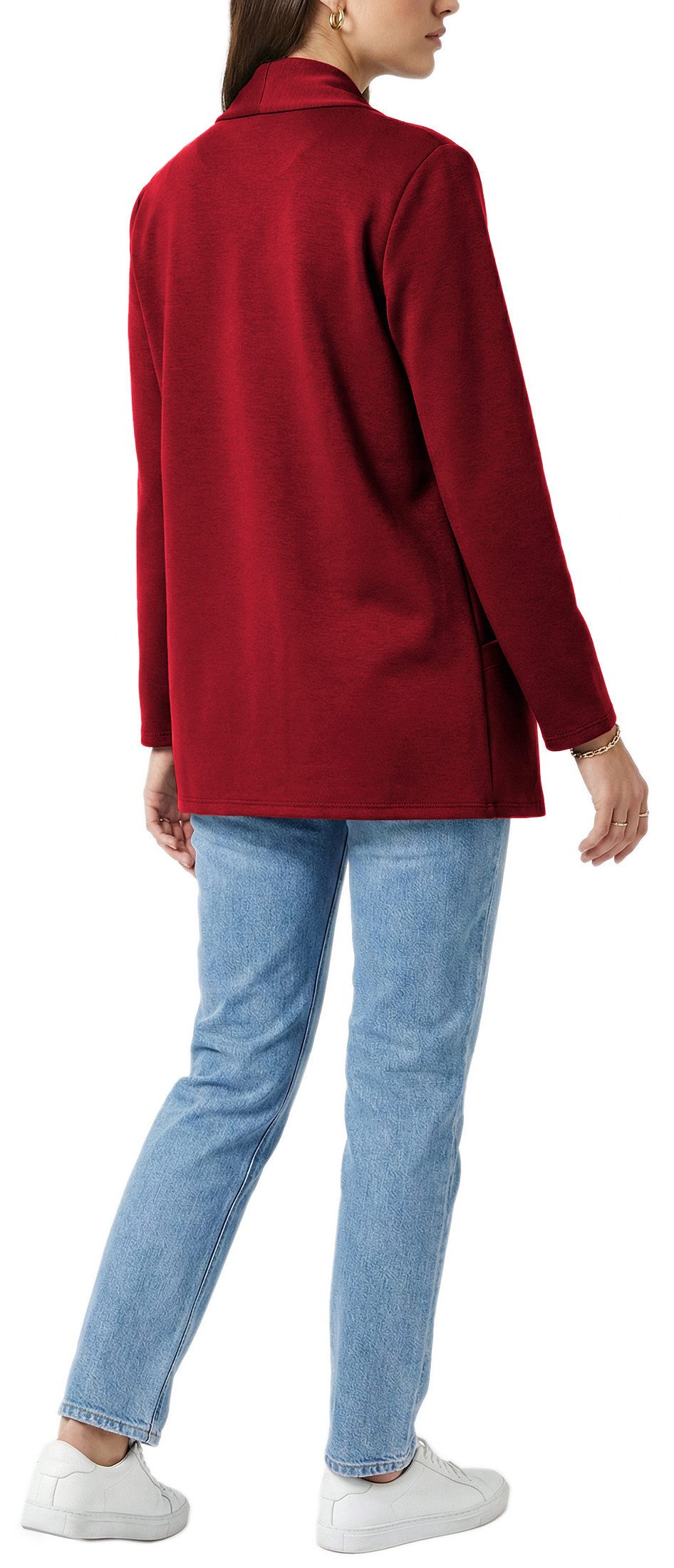 dy_mode Cardigan Damen Cardigan Langarm Übergangsjacke Blazer-Ersatz in Unifarben, offen getragen