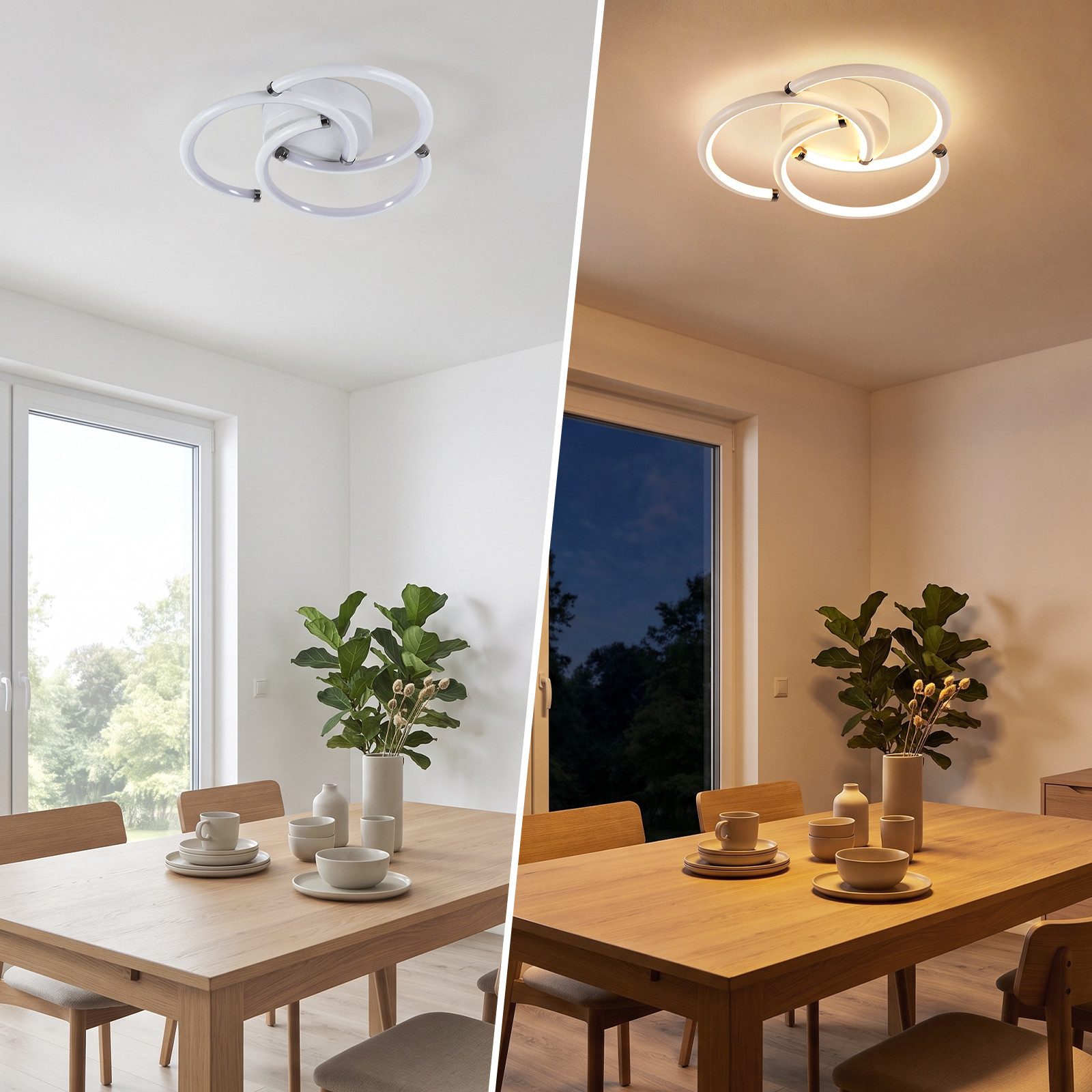 ZMH LED Deckenleuchte Moderne LED-Deckenleuchte im runden Design weiß 24 W 3000 K, LED fest integriert, Moderne Küchendeckenleuchte, weißer runder Lichtring, 24 Watt