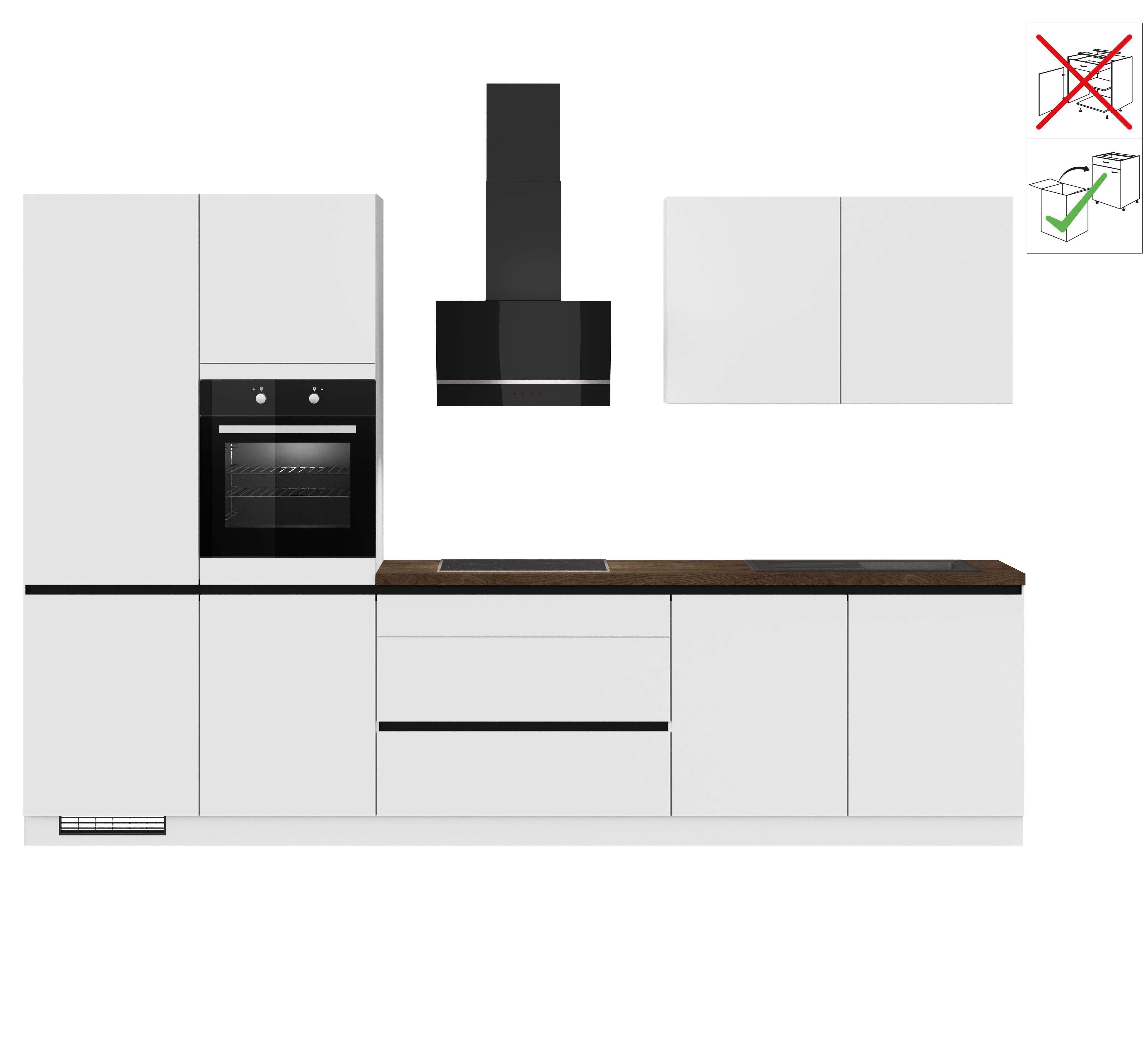 wahlweise Küche vormontiert, KÜCHEN IMPULS mit mit Breite 340 E-Geräten, Vollauszug, cm \