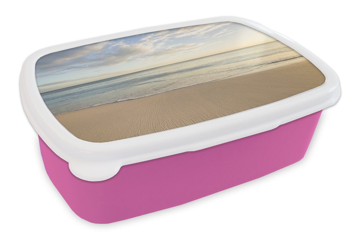 rosa - - Kunststoff, Wolken, Wasser Kunststoff MuchoWow Snackbox, Erwachsene, Lunchbox Mädchen, für Strand (2-tlg), Brotbox Brotdose Kinder,