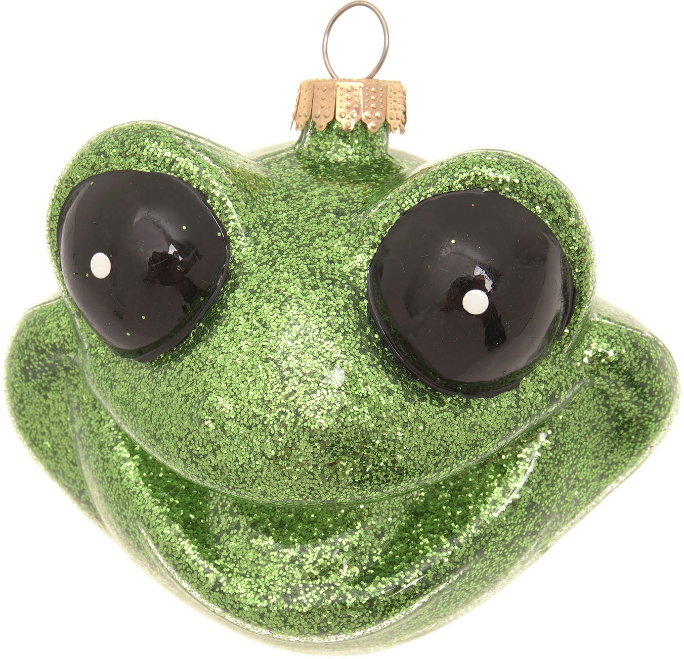 Krebs Glas Lauscha Christbaumschmuck Frosch-Kopf, Grün, Glitterfinish (1-tl günstig online kaufen