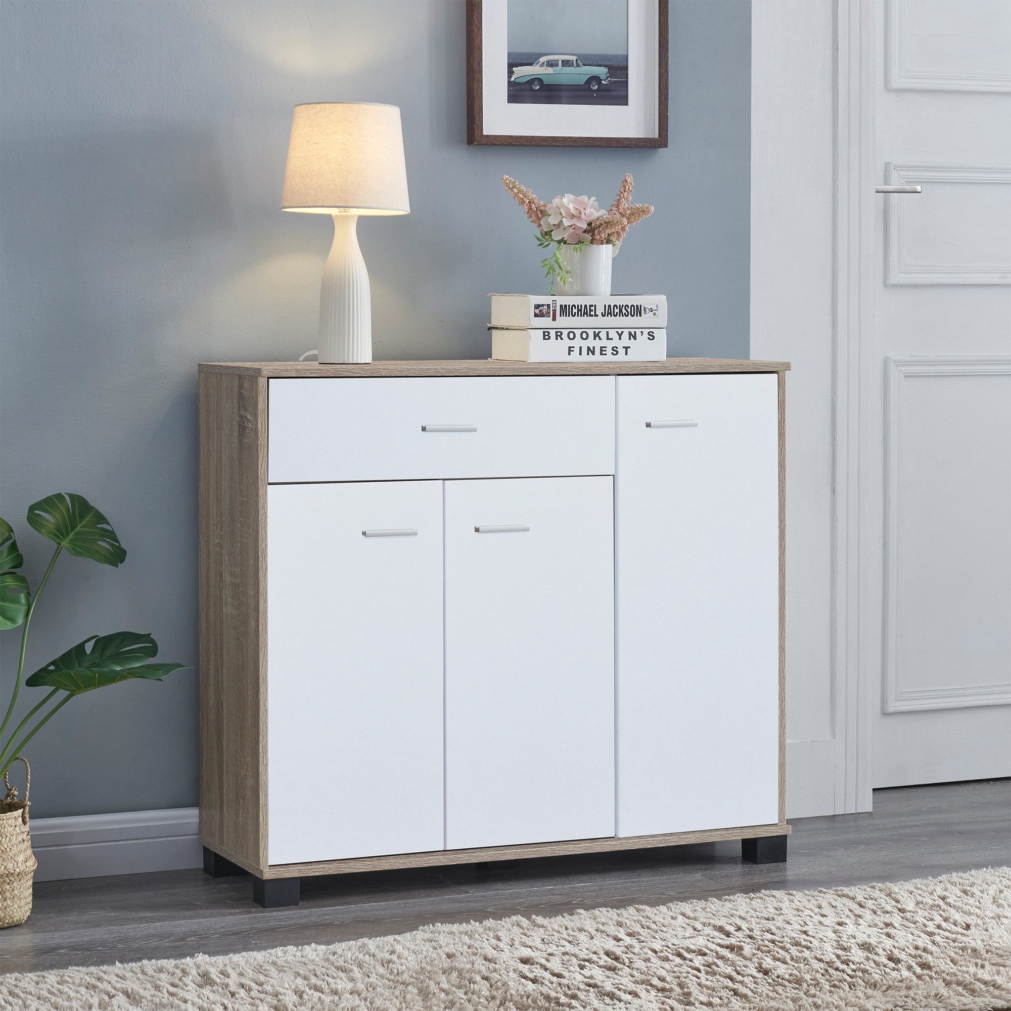 en.casa Sideboard, »Bobeck« 72x80x28cm Eiche / günstig online kaufen