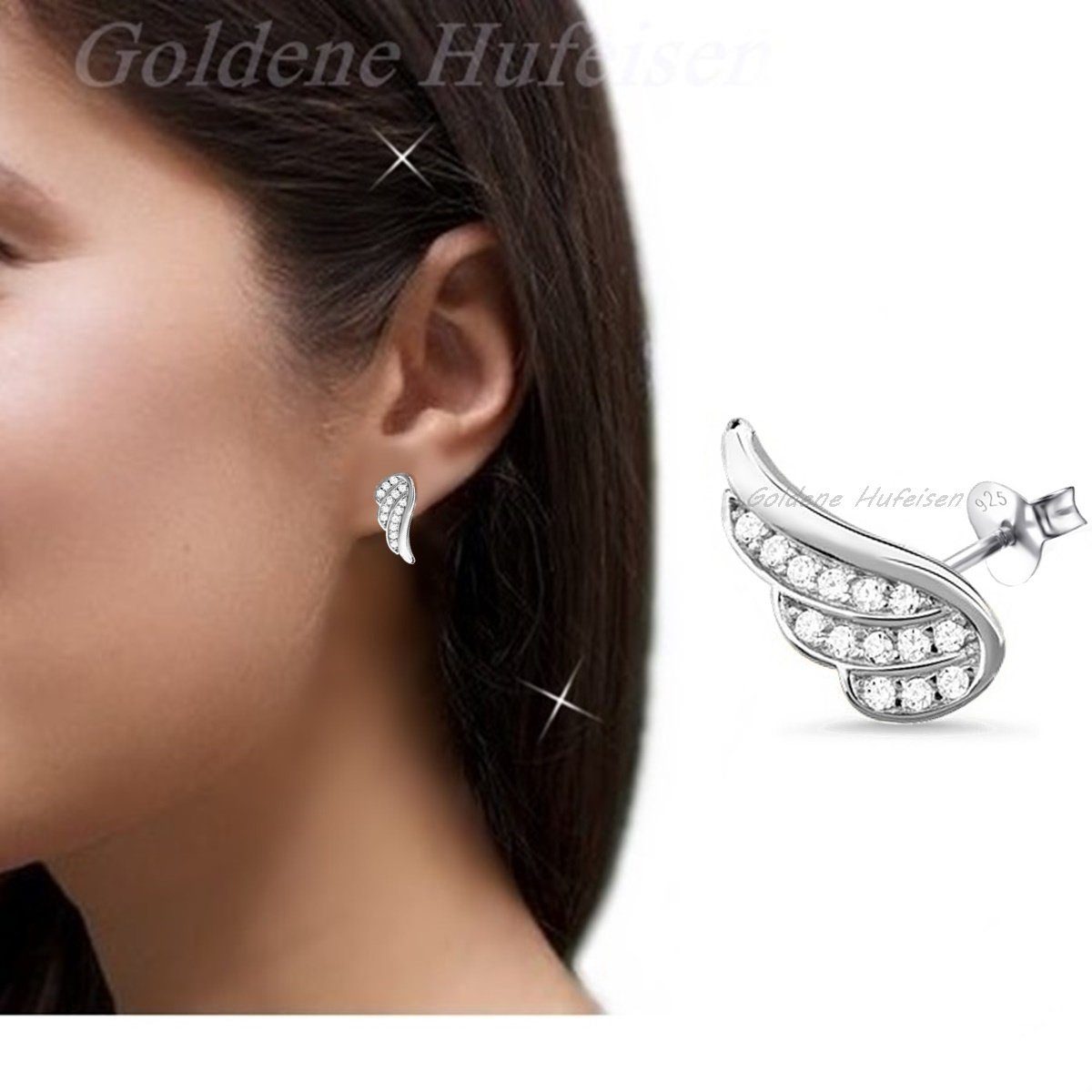 Goldene Hufeisen Paar Ohrstecker Engelsflügel Ohrstecker günstig online kaufen