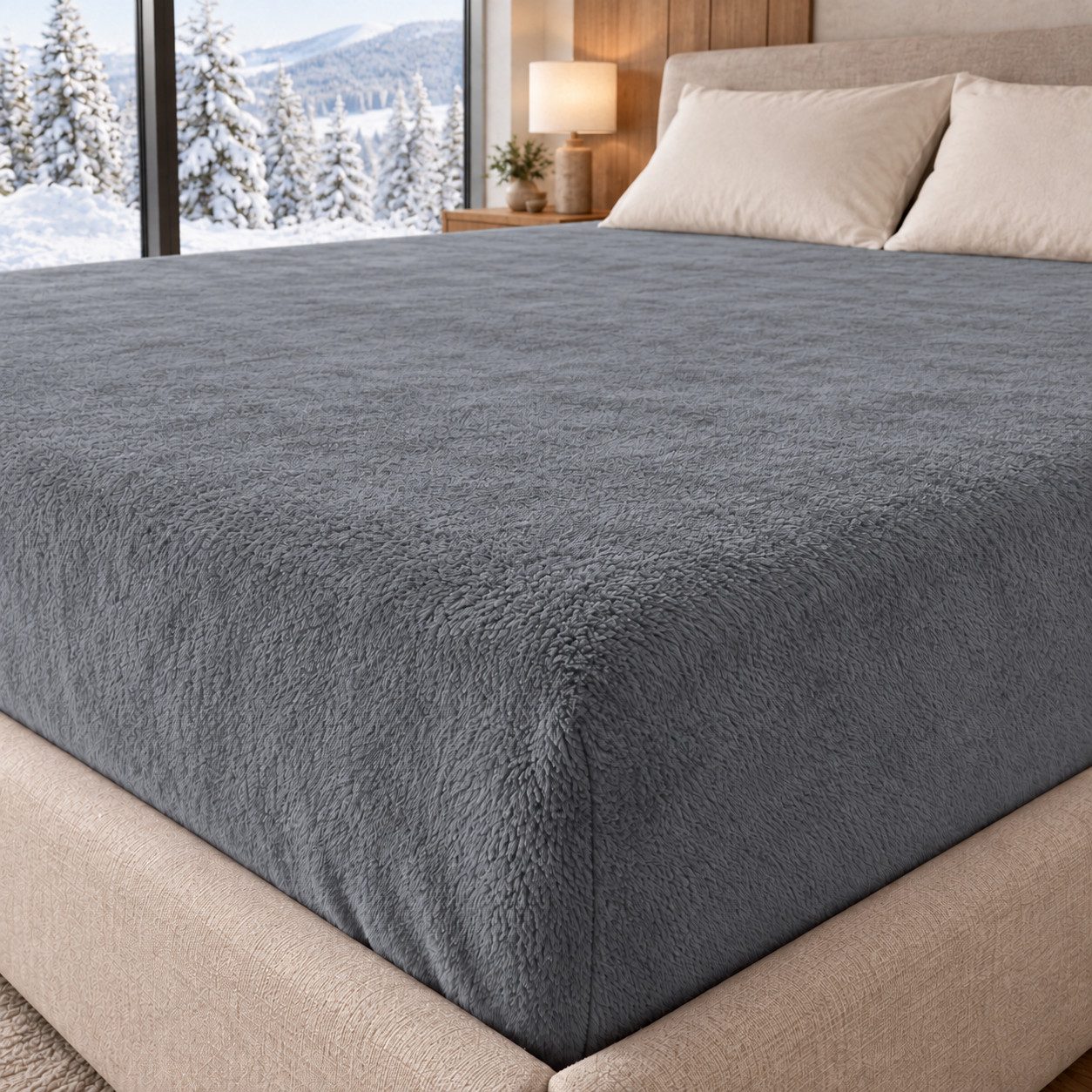 One Home Spannbettlaken Winter Cashmere Touch, Fleece, Gummizug: rundum, (1 Stück), flauschig weich warmes Teddy Plüsch – Bild 2 von 5
