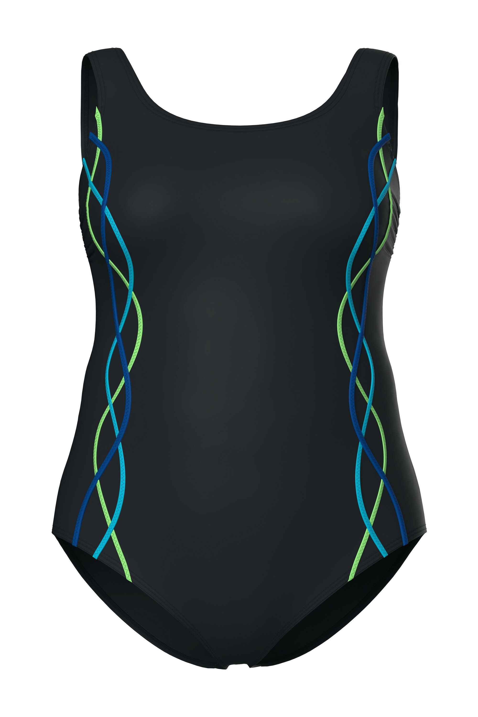 Ulla Popken Badeanzug Badeanzug Pipings Unterbrustband Vorderfutter günstig online kaufen