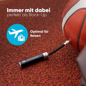 Momevo Handpumpe Kleine Aluminium-Ballpumpe für Fußball, alle Bälle, flexibler Schlauch
