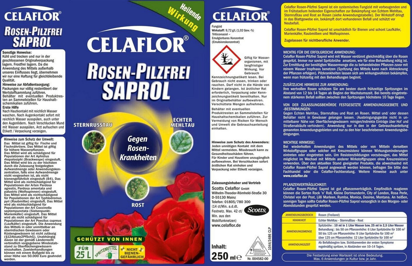 Thumbnail - Substral Pflanzen-Pilzfrei Saprol Rosen-Pilzfrei Konzentrat 250 ml + Laubner Sprühflasche 500 ml, 3-St.