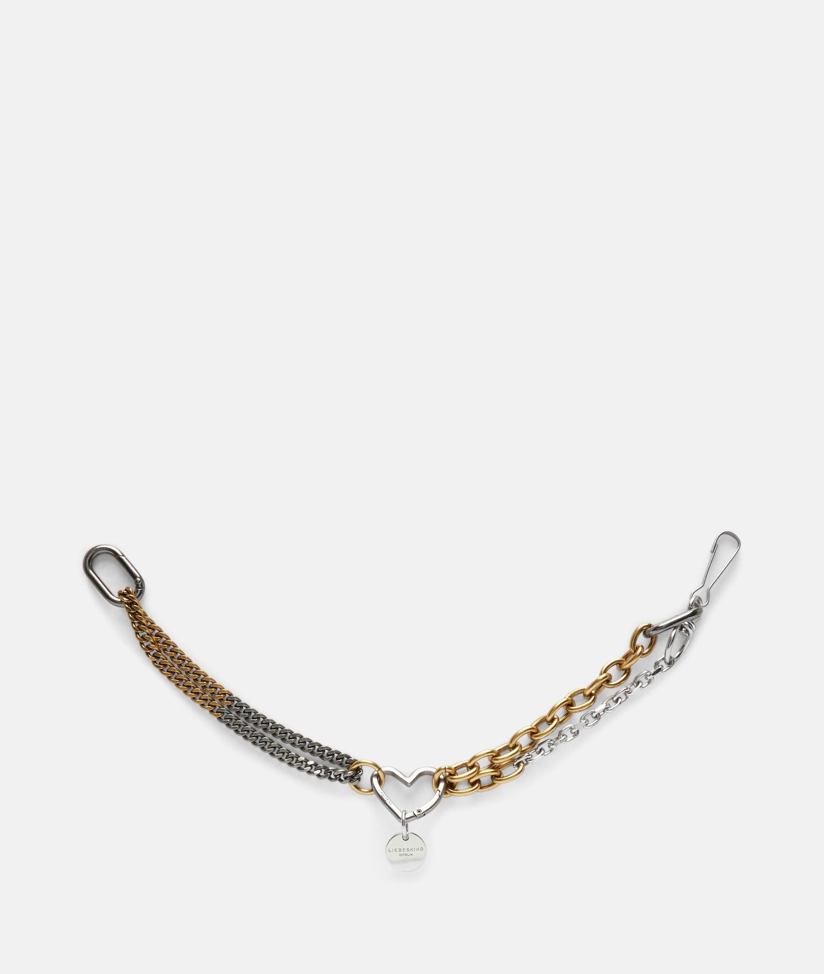 Liebeskind Berlin Schlüsselanhänger Anhänger, Zweifarbige Taschenkette mit Herz-Karabiner