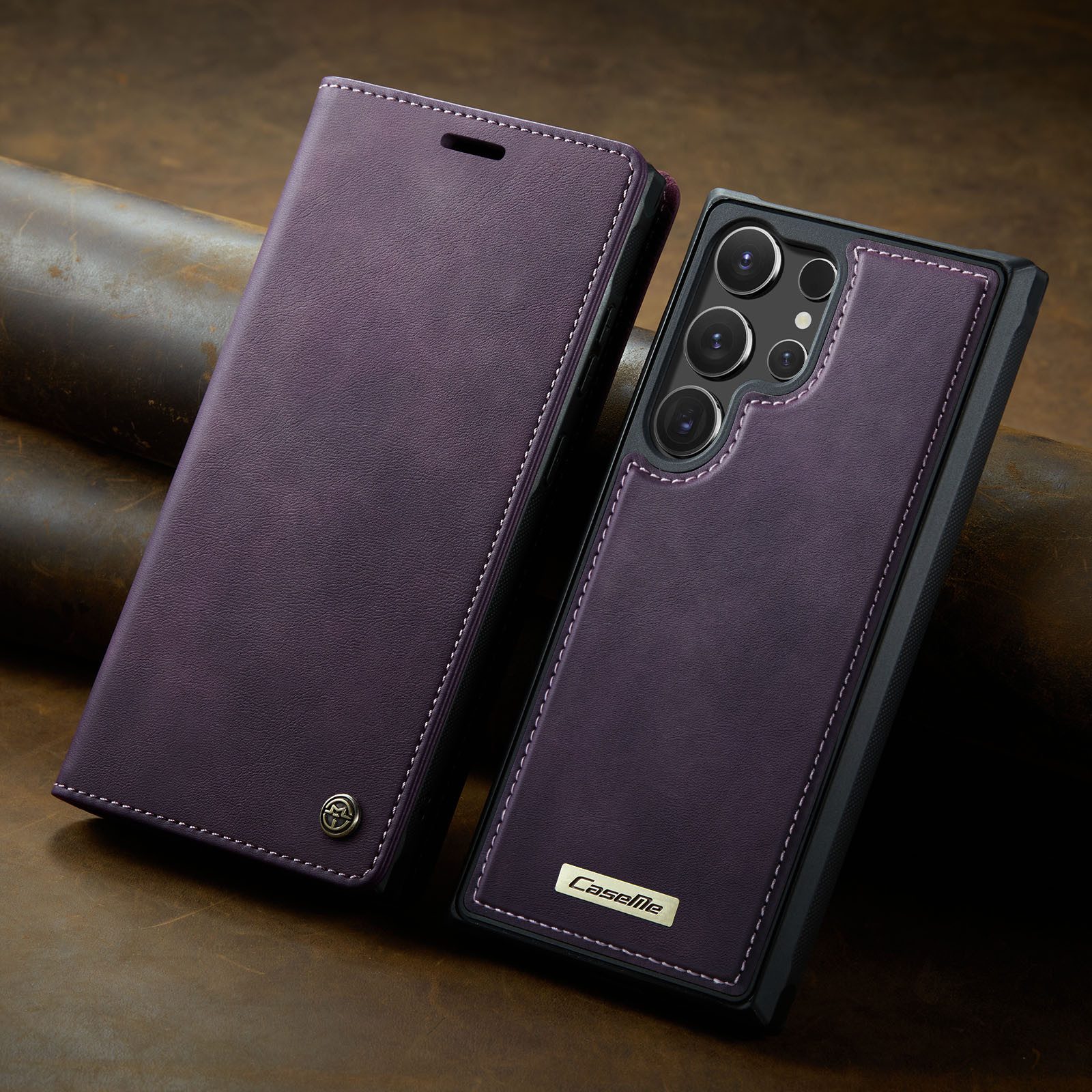 Mycotech Handyhülle Premium 2in1 Klapphülle für Samsung mit abnehmbarem Case Retro Tasche