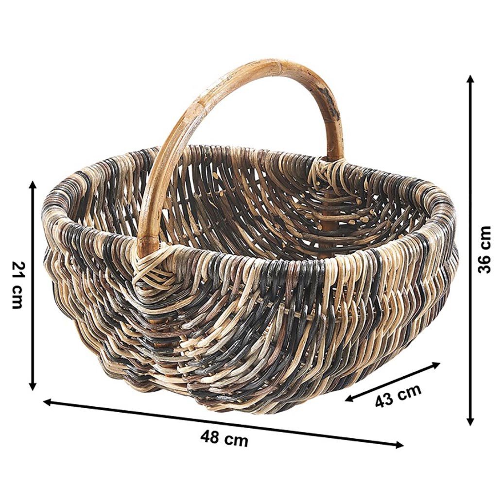 Kobolo Einkaufskorb Rattankorb Henkelkorb in multicolor hellbraun günstig online kaufen