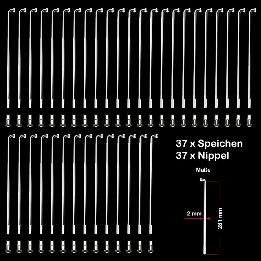 Büchel Fahrrad-Laufrad 37 Stück 281mm Spokes Speichen VERZINKT weiß 2mm