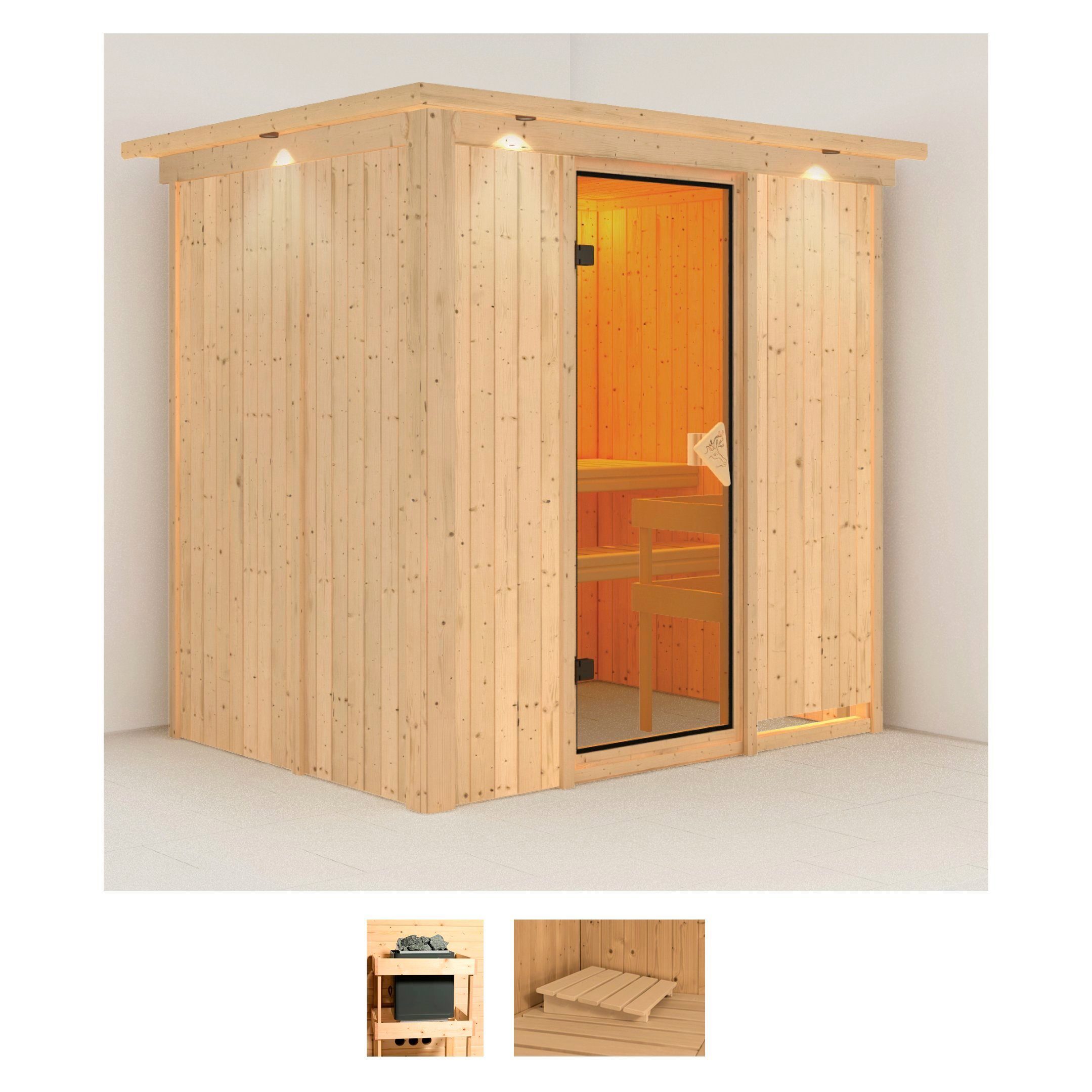 Karibu Sauna Finja, BxTxH: 210 x 165 x 202 cm, 68 mm, (Set) ohne Ofen