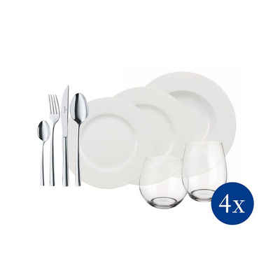 Villeroy & Boch Geschirr-Set Wonderful World White 4 Friends Set 36tlg. (36-tlg), 4 Personen, Porzellan