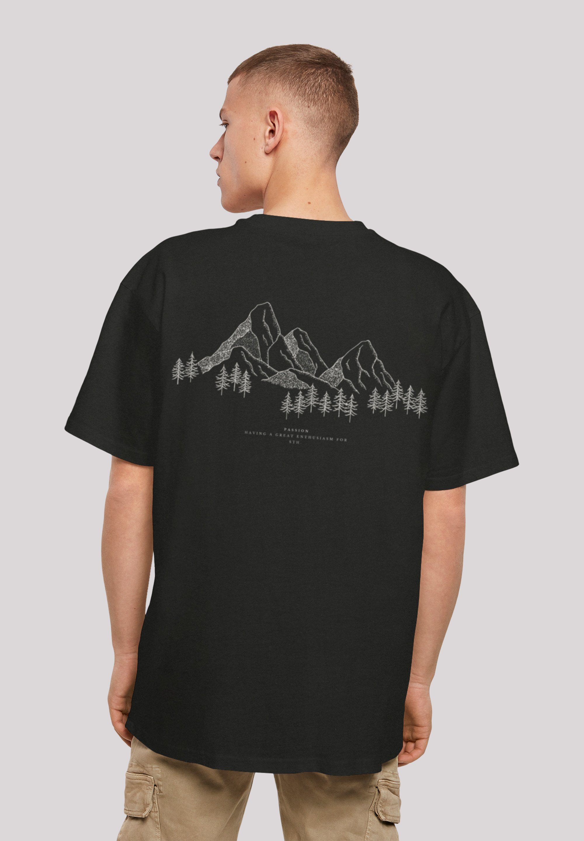 schwarz T-Shirt Urlaub Mountain F4NT4STIC Winter Schnee Berge Ski Print