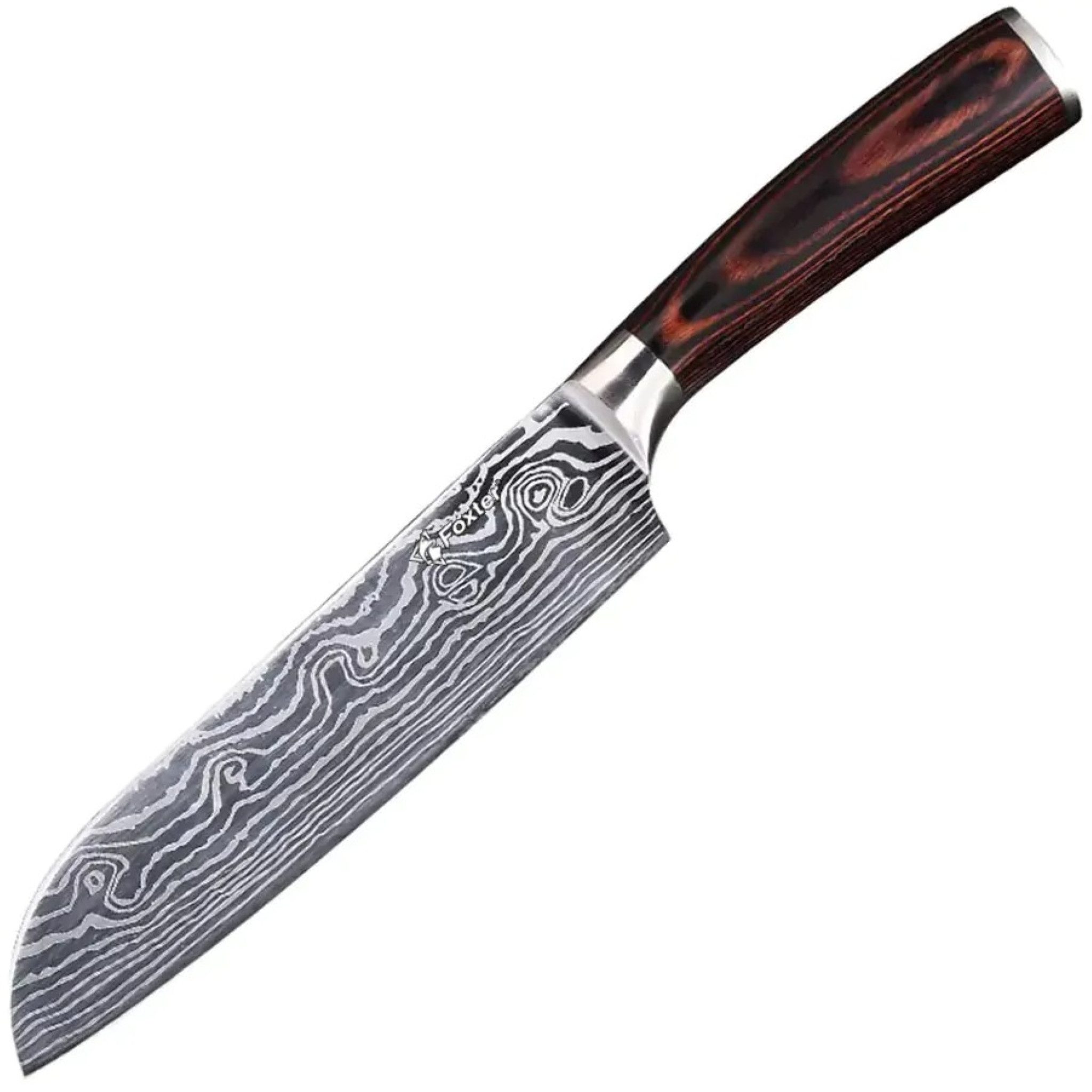 Foxter Kochmesser Jagdmesser 31cm – Scharfes Outdoormesser mit Holzgriff, Robuste Edelstahlklinge mit ergonomischem Holzgriff