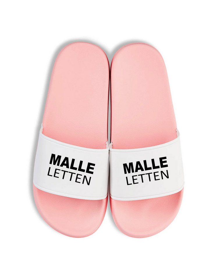 Youth Designz Herren Damen Badelatschen "Malle Letten" Fun-Print lustig Geschenk Badeschuh mit witzigen Aufdruck für Männer und Frauen um ein Statement zu setzen