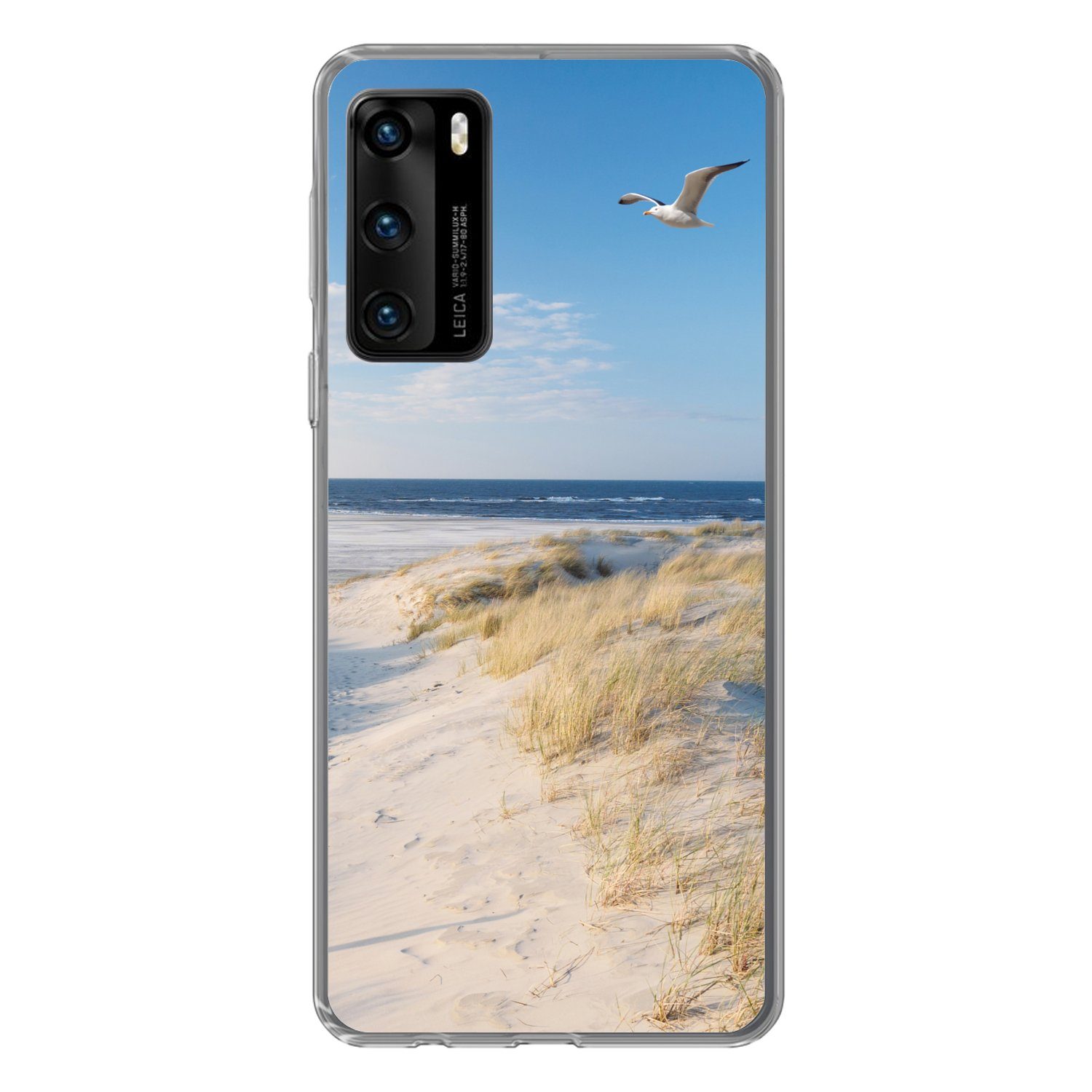 MuchoWow Handyhülle für Huawei P40 Düne - Möwe - Strand - Meer - Sonne, Handy Case, Silikon, Bumper Case Dünn