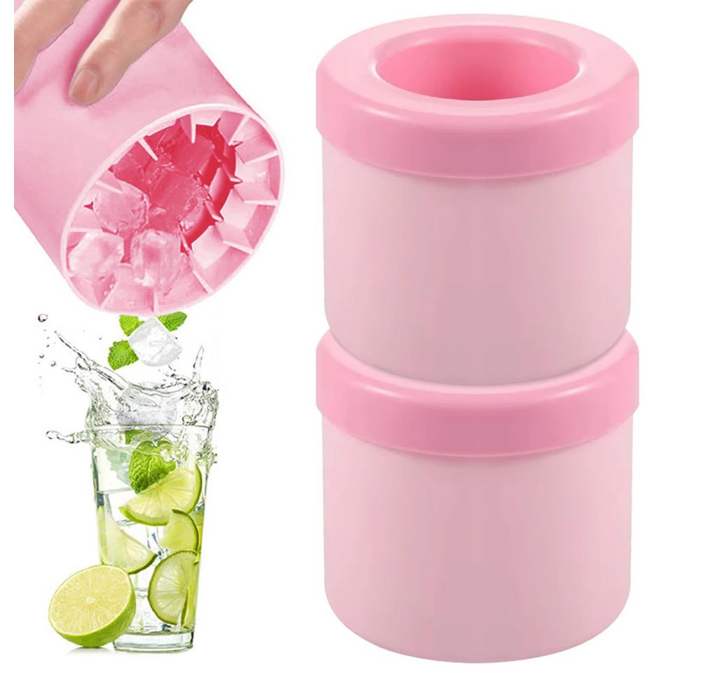 Blusmart Eiswürfelform Silikon Eiswürfelbehälter Silikon mit Deckel, (Eiskübel, runde Eiswürfelschale 2-tlg), Für Cocktailgetränke, Saft, Whisky usw