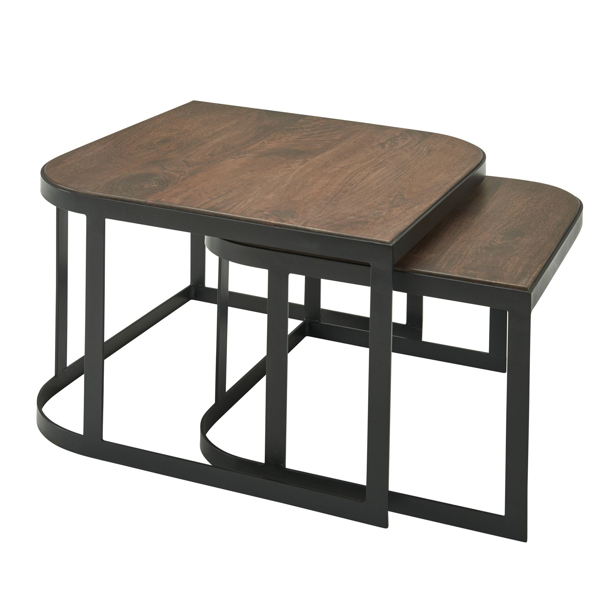 Satztisch Massivholz Beistelltische TIMAVO - Industrielles Couchtisch-Set